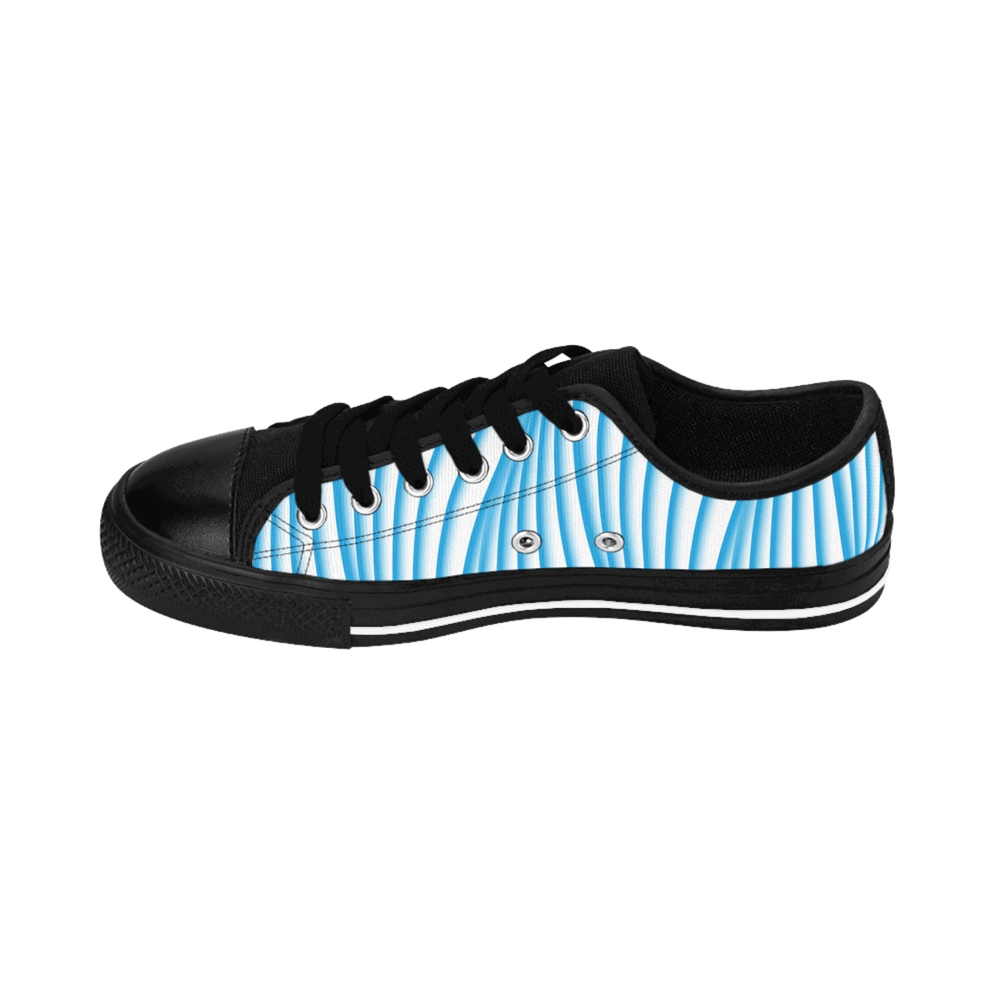 Blue Wave Pattern Canvas Sneakers Women Casual Lace-Up Shoes
