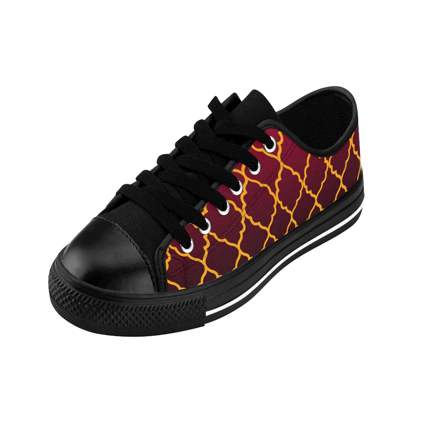 Damen Sneaker Bordeaux Gold Muster Canvas Freizeit Schuhe Low