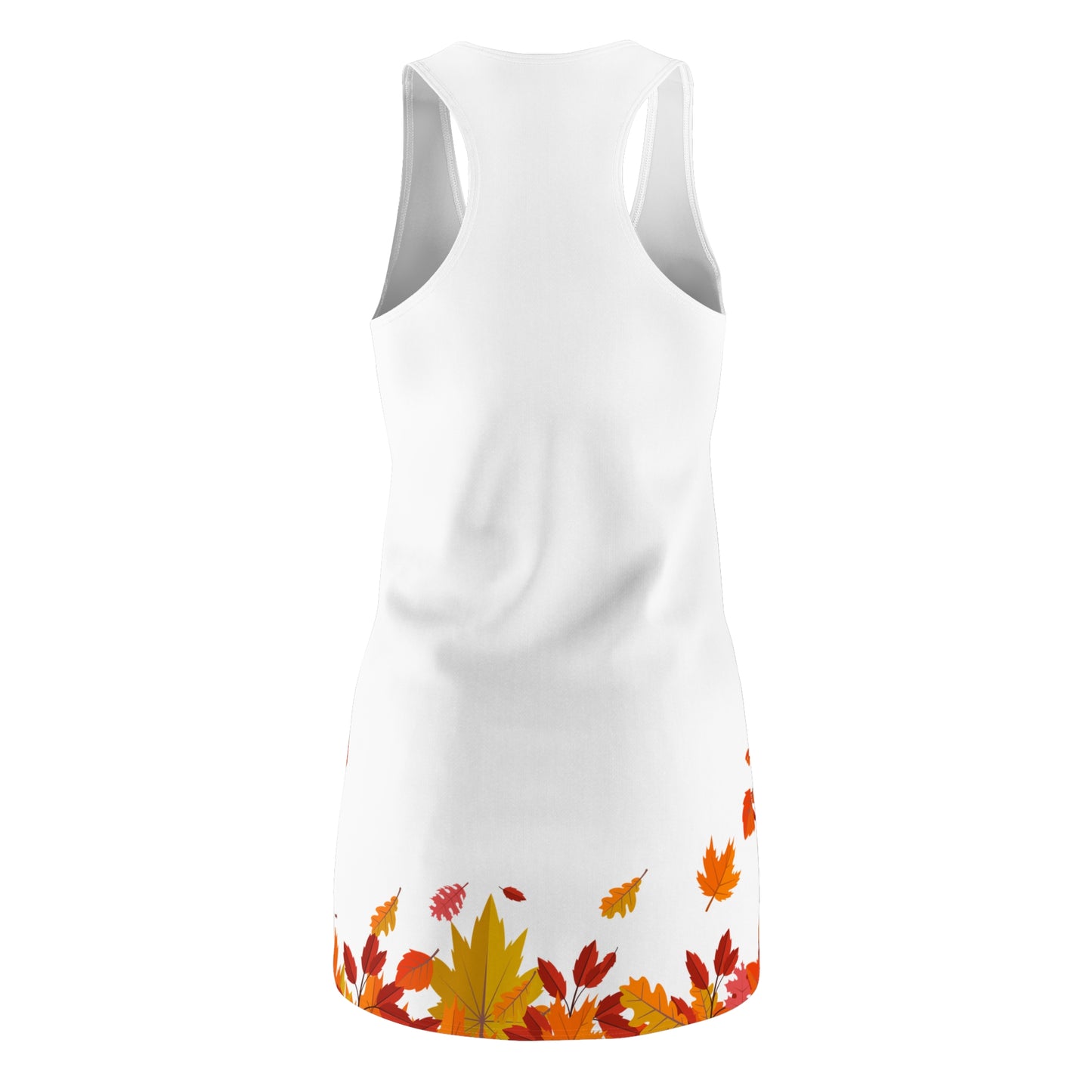 Damen Herbstkleid mit Blätter Muster Weiß Minimal