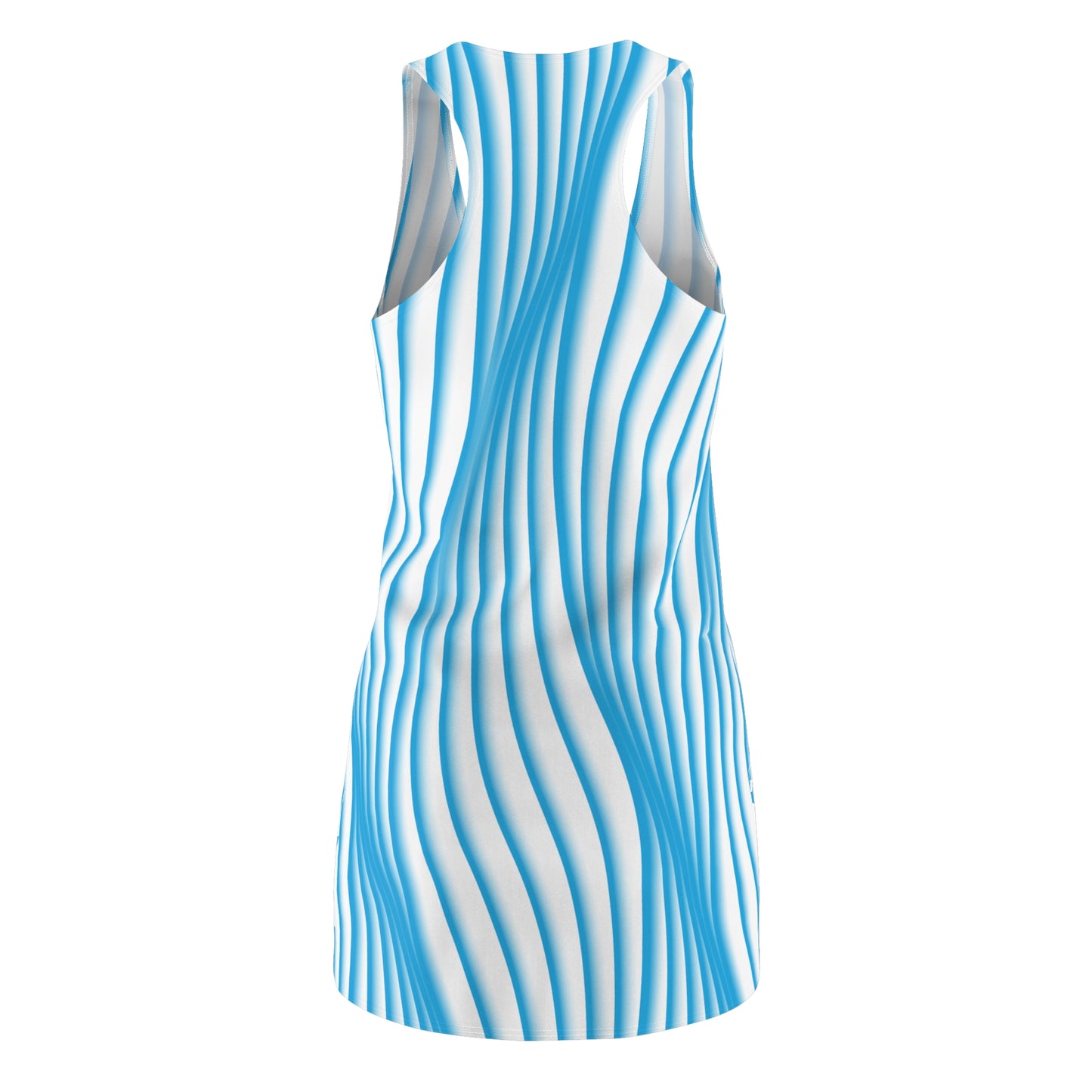 Racerback Kleid Blau Weiß Wellenmuster – Sommer Look