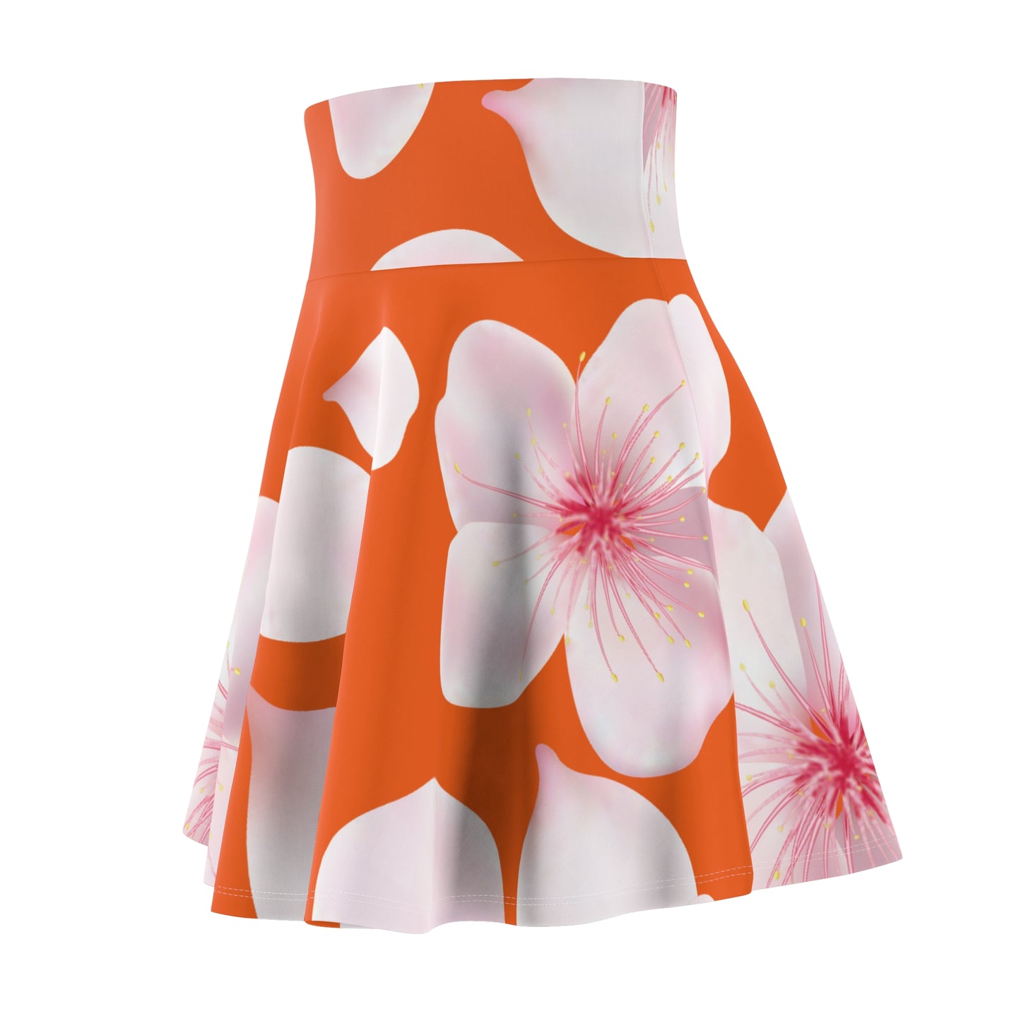 Oranger Damen Rock Blütenmuster Skater Elegant Sommer Casual