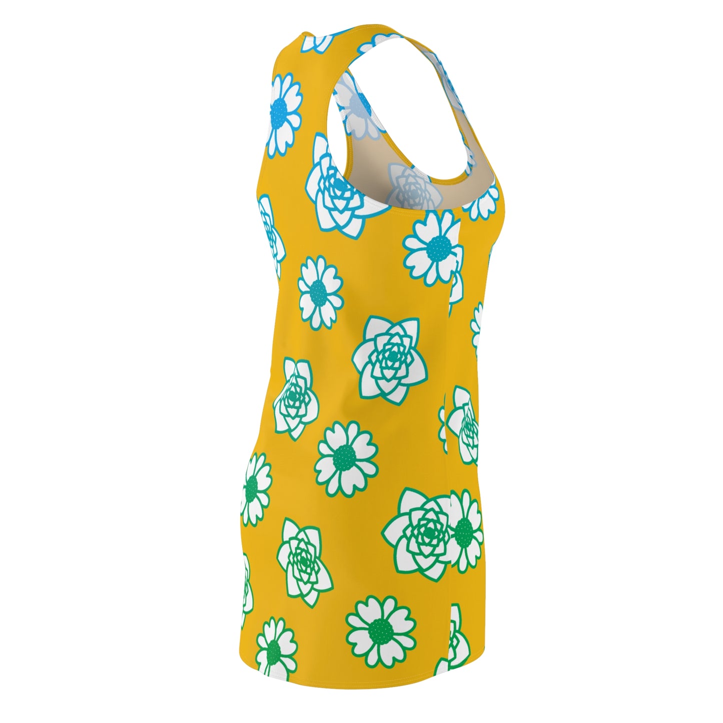 Racerback Kleid Orange mit grünem Blumenmuster Sommerlook