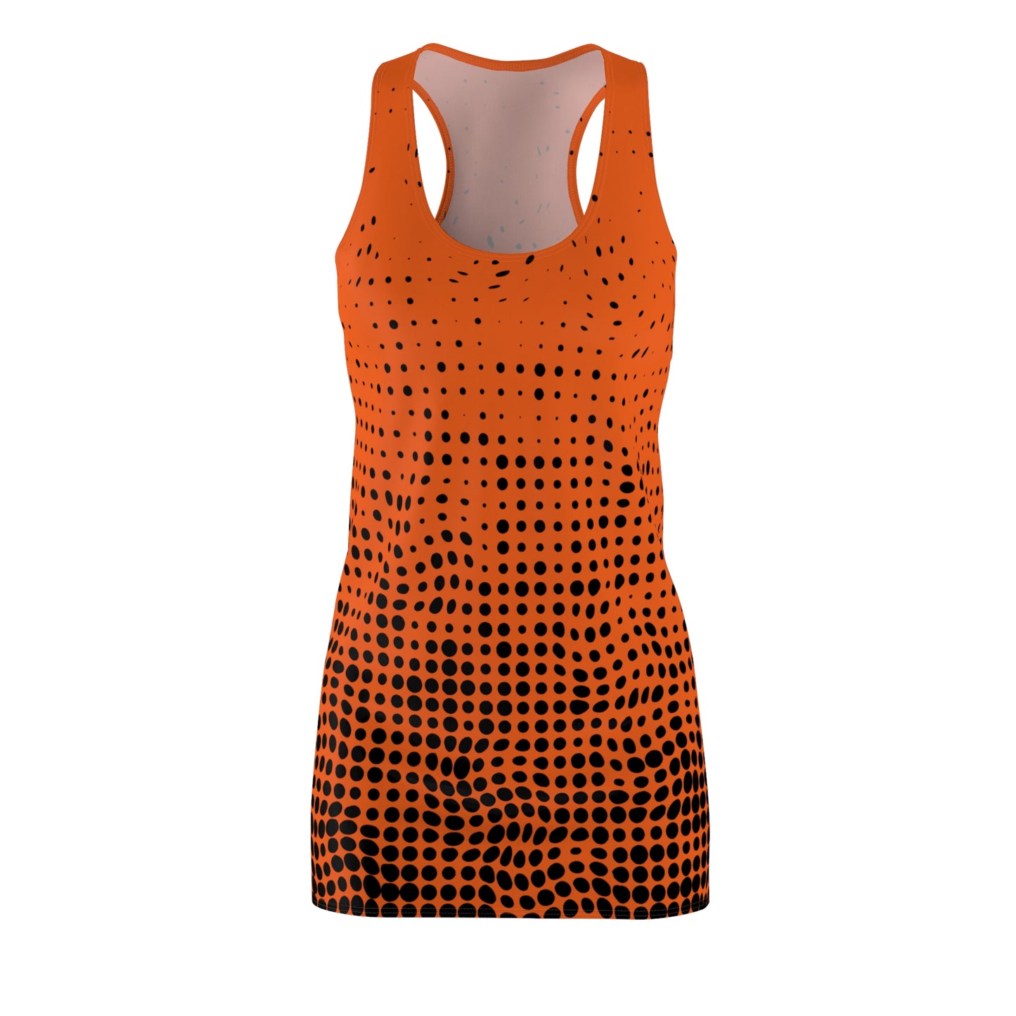 Punkte Gradient Racerback Kleid – Schwarz Orange Sommerkleid