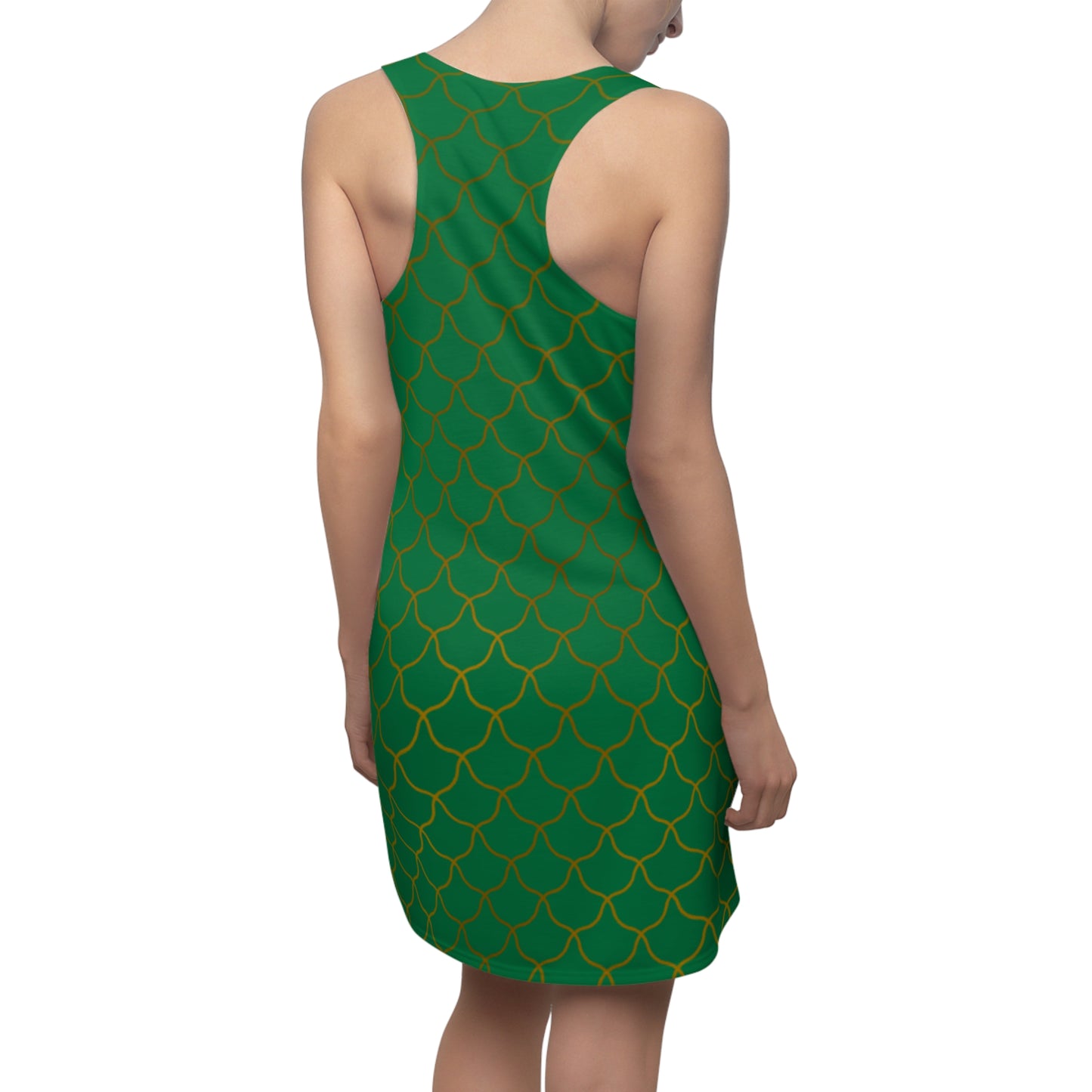 Luxury Racerback Dress mit Elegantem Goldmuster green
