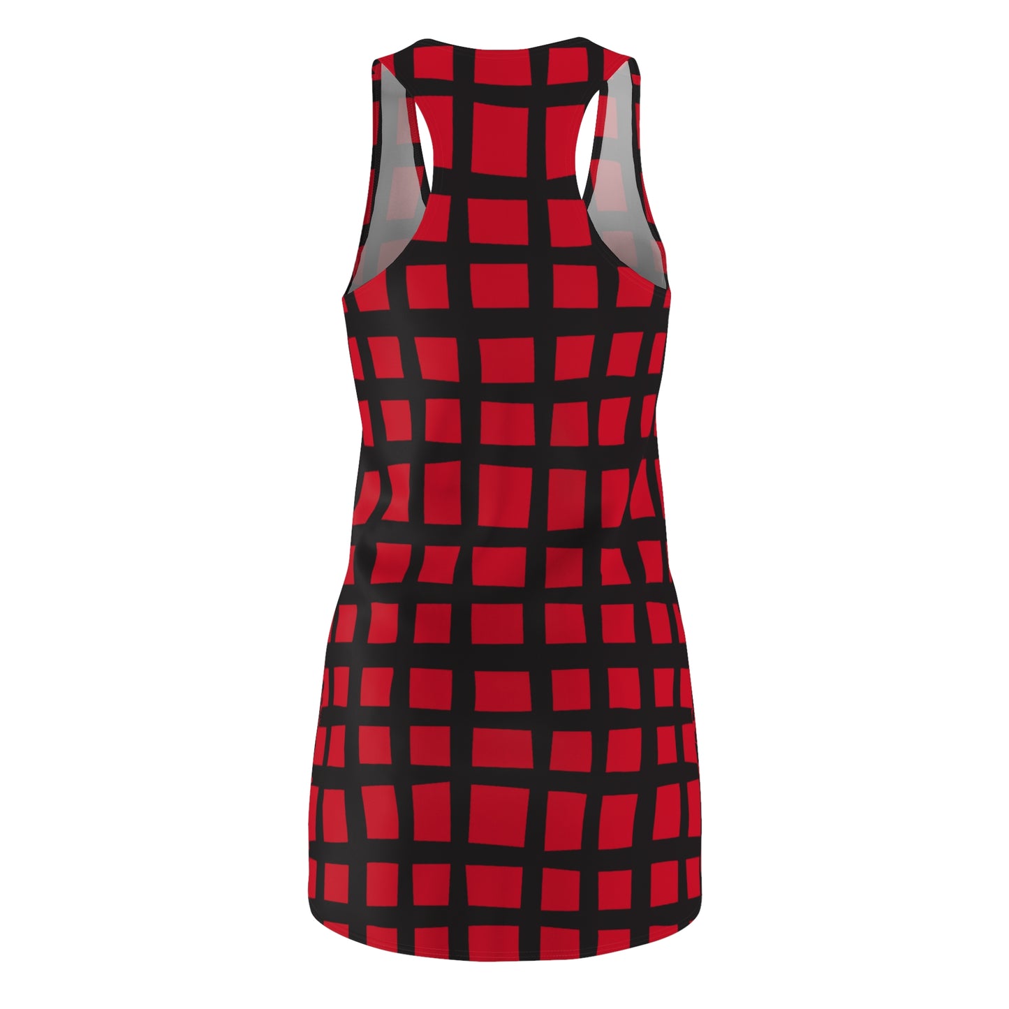 Dunkelrot Grid Racerback Kleid – Moderner Sommerlook