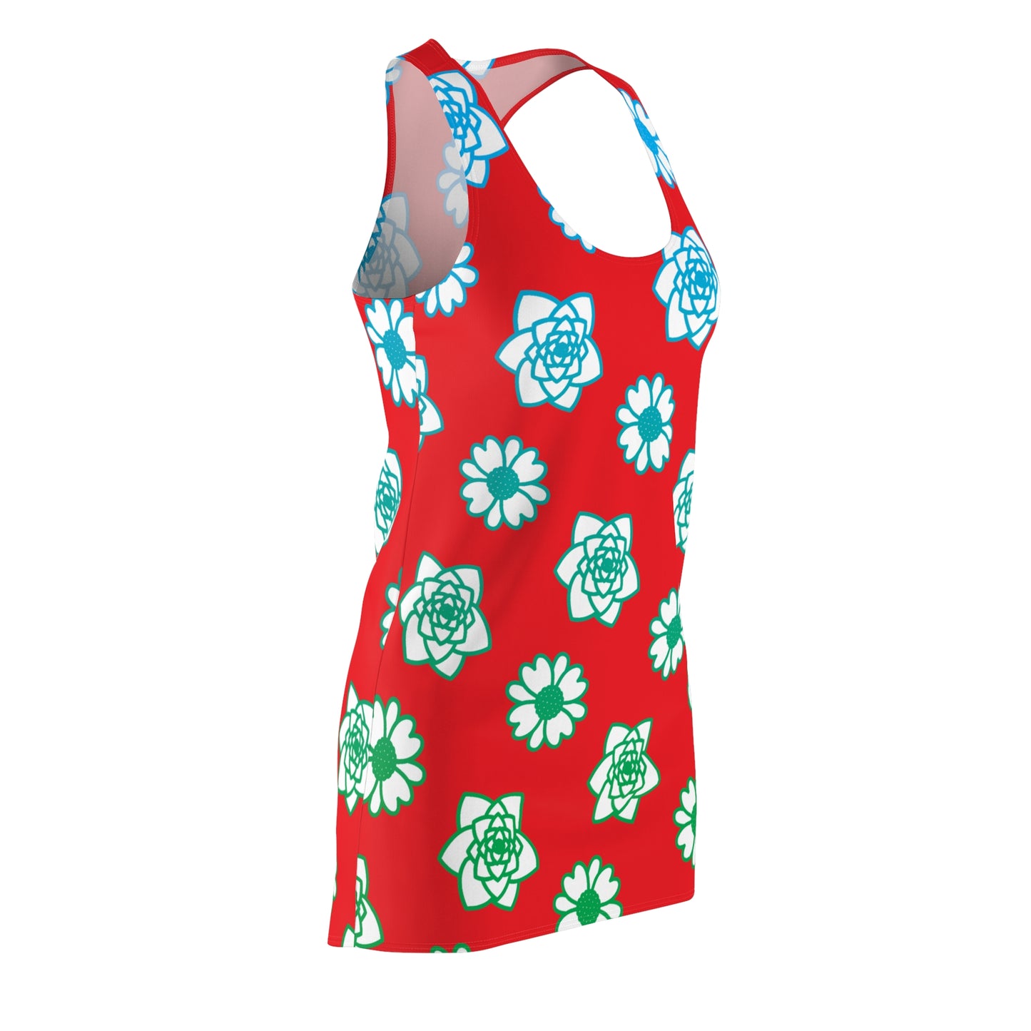 Racerback Kleid Rot mit grünem Blumenmuster Sommerlook