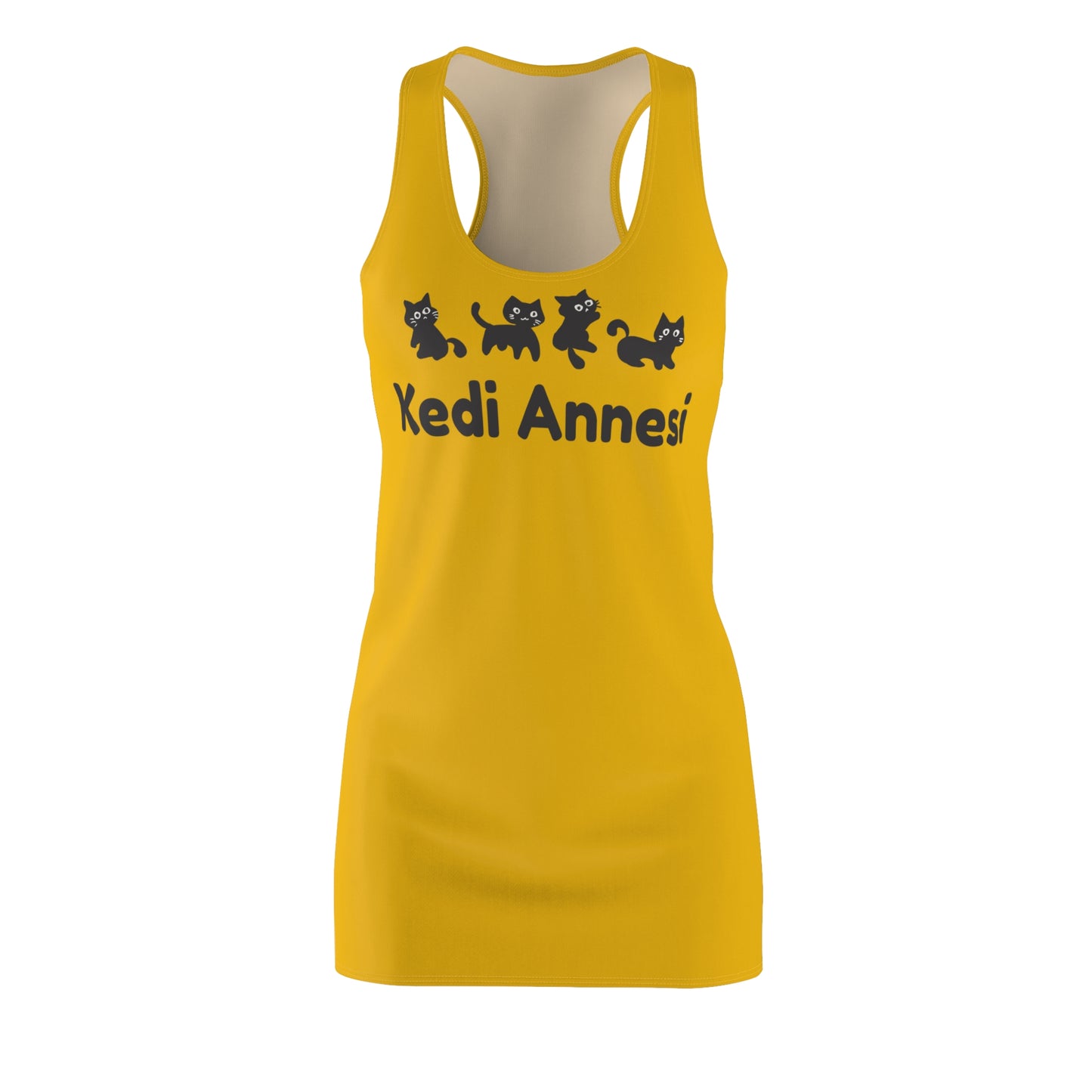 Katzenmama Racerback Kleid – Süßes Katzenmotiv Sommerkleid  gelb