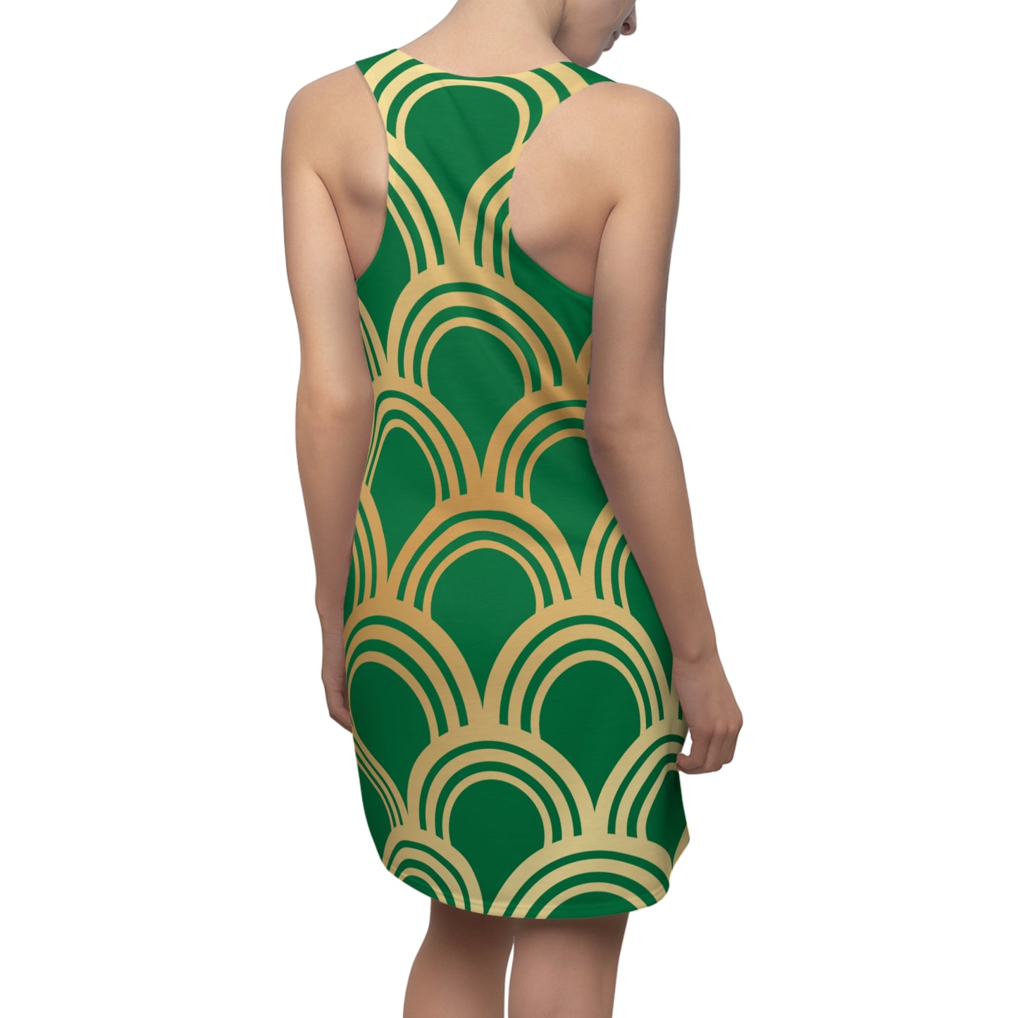 Luxury Racerback Dress mit Art Deco Bogen Muster Yeşil
