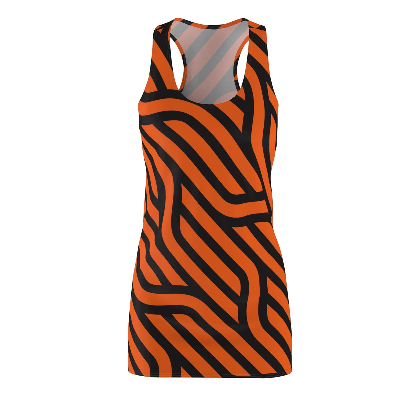 Schwarz Orange Streifen Racerback Kleid – Modernes Sommerkleid