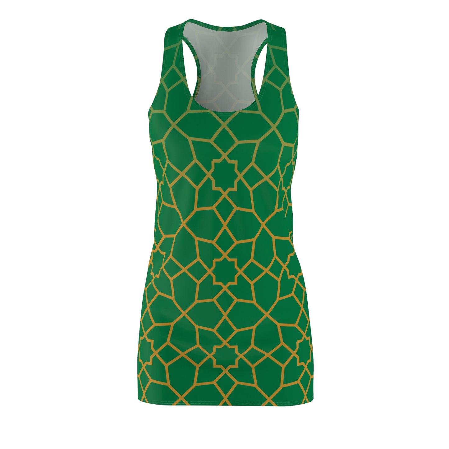 Luxury Racerback Dress mit Golden Mosaic Pattern auf grün