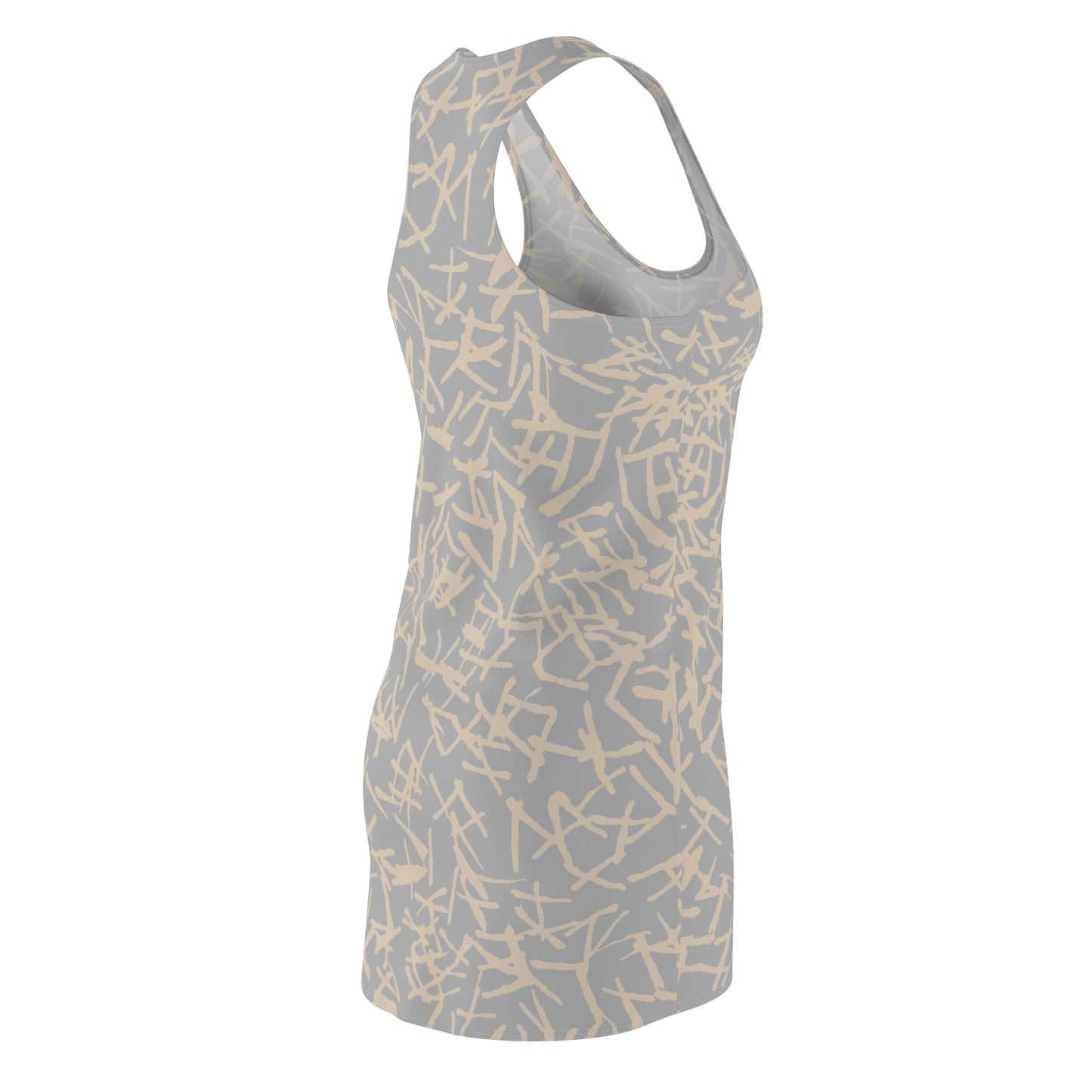 Racerback Damenkleid Sommer – Abstraktes Linienmuster, modern & bequem grau