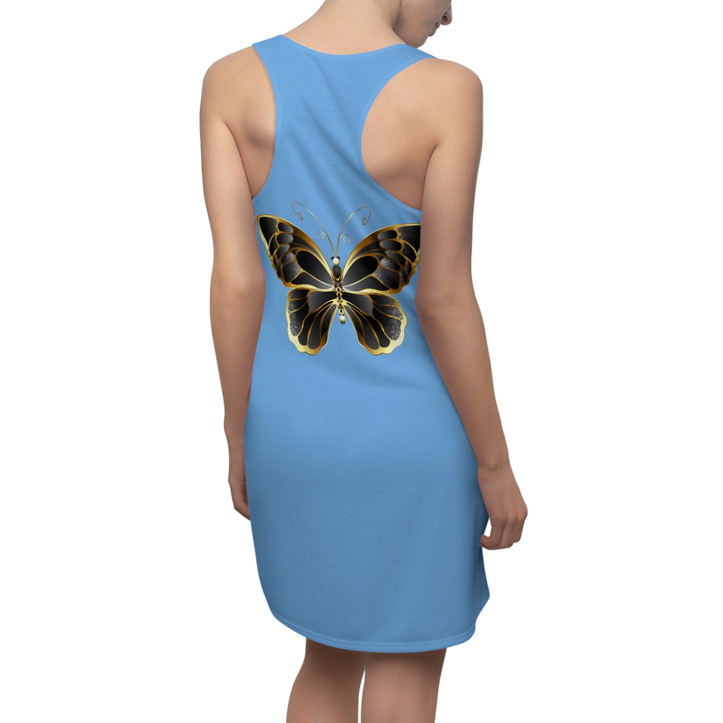 Hellblau Schmetterling Racerback Kleid Sommerkleid
