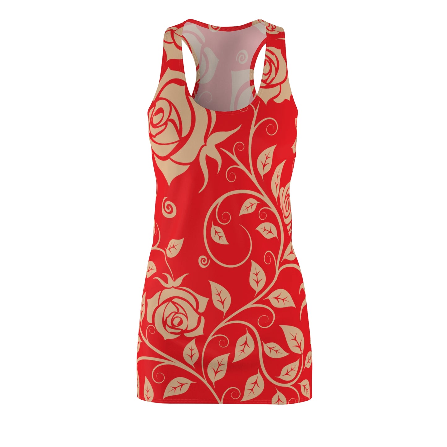 Floral Racerback Kleid Rose – Elegant in Beige & Rot