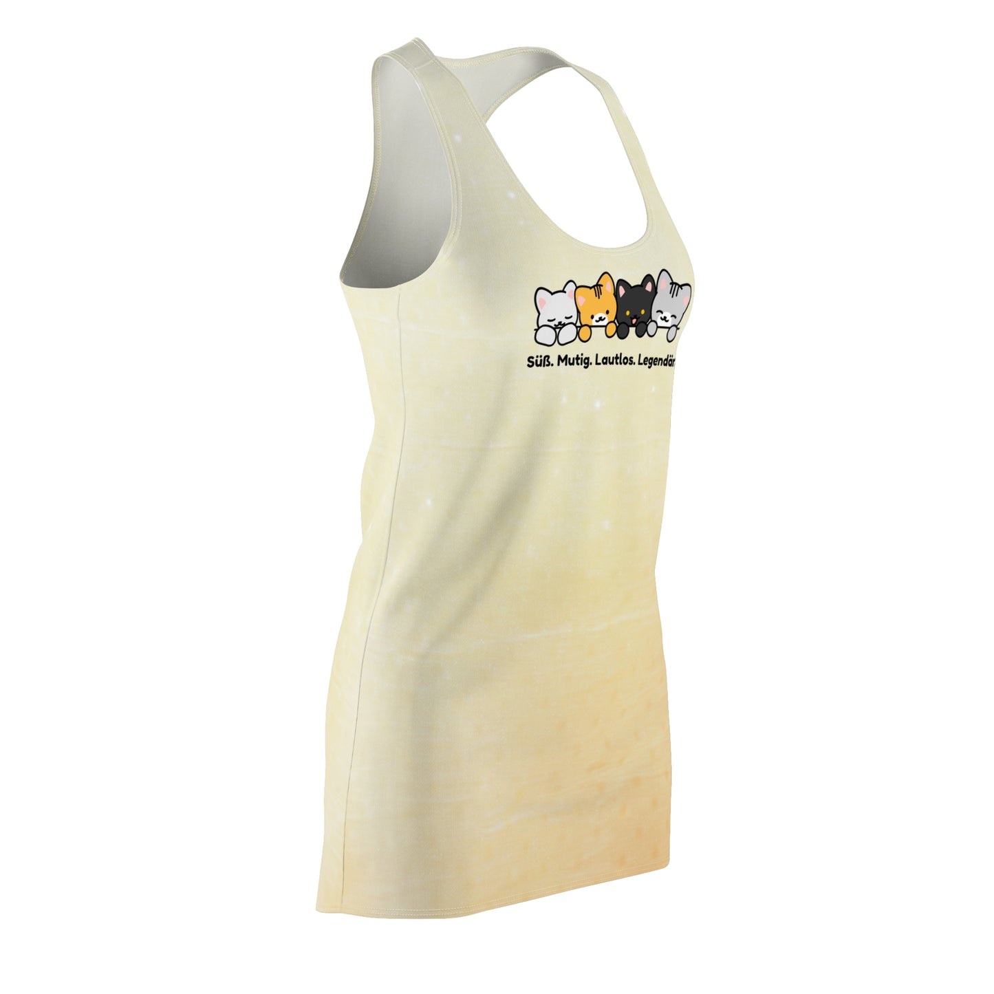 Racerback Kleid mit Farbverlauf – Süßes Katzenmotiv „Legendär“