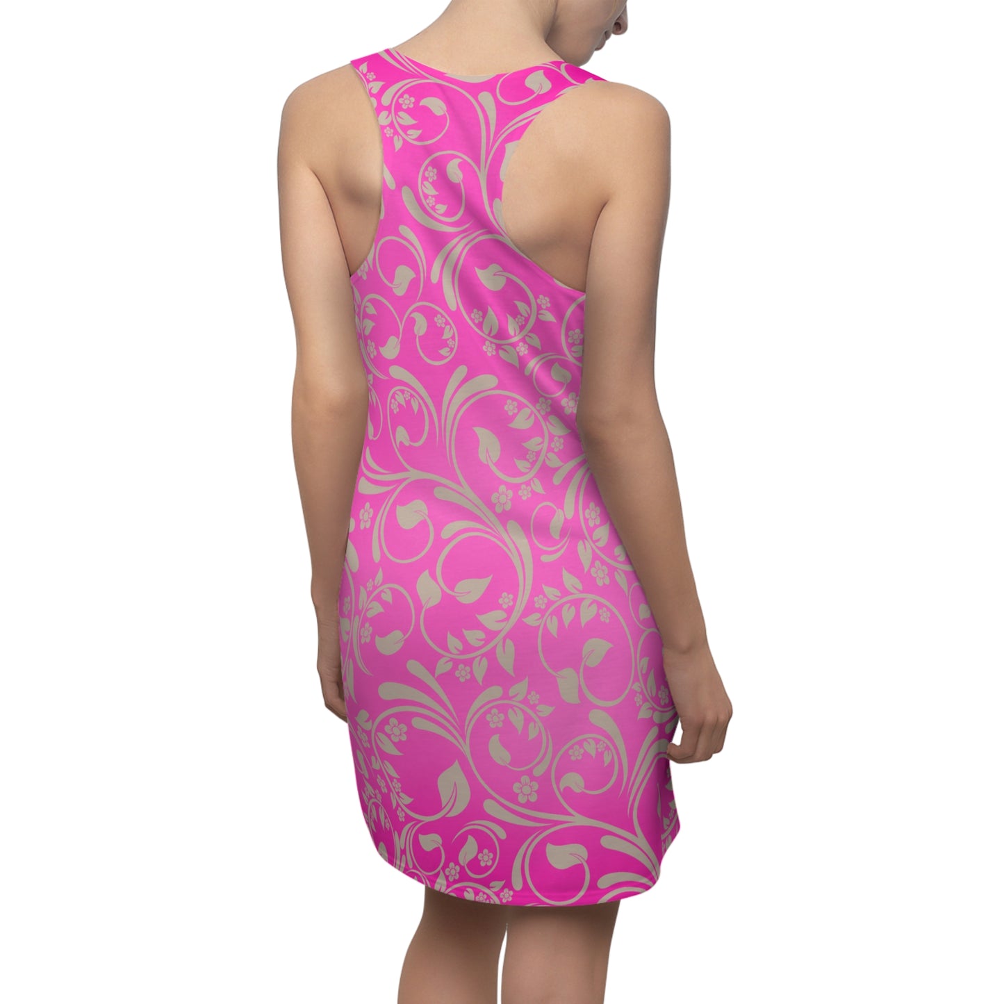 Pinkes Racerback Kleid mit floralem Muster & sanftem Farbverlauf