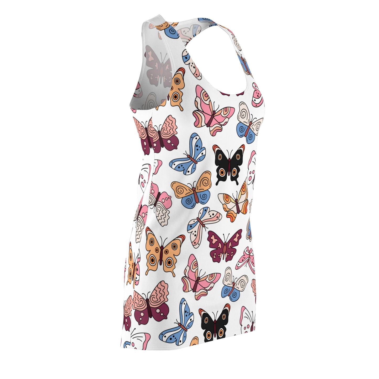 Racerback Kleid Damen mit buntem Schmetterlingsmuster
