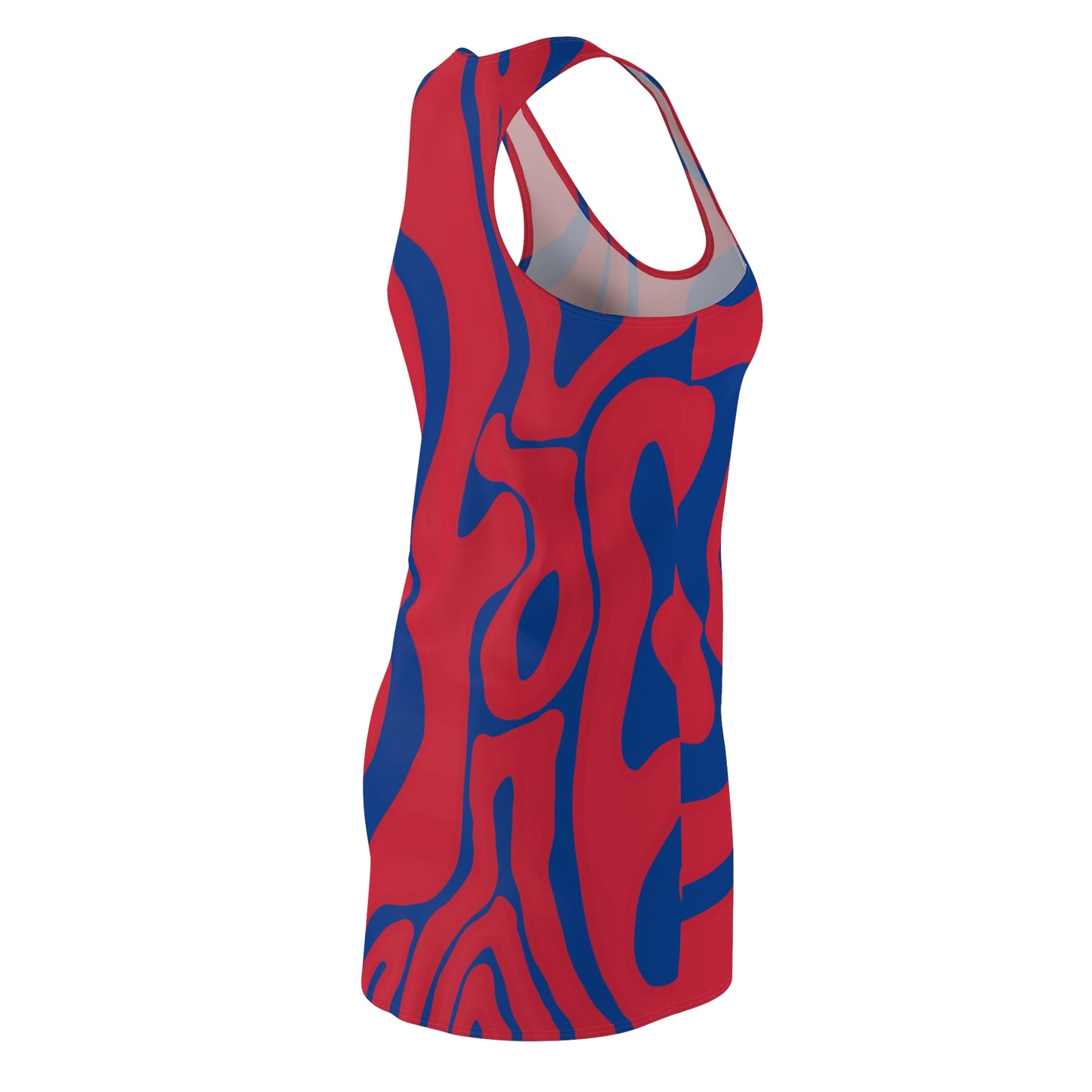 Rot Dunkelblau Swirl Racerback Kleid – Abstraktes Sommerkleid