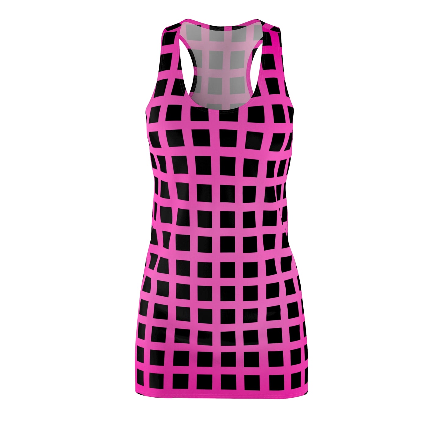 Racerback Kleid mit Pinkem Farbverlauf & grafischem Karomuster