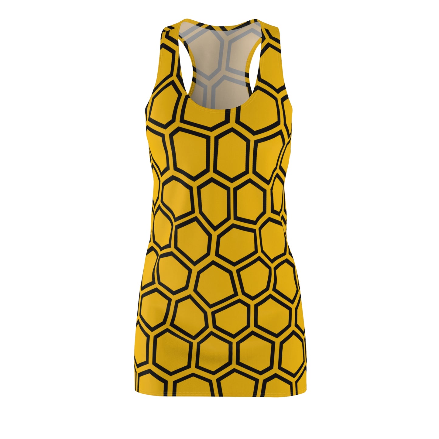 Racerback Kleid Schwarz Gelb Hexagon Muster Damen Sommer