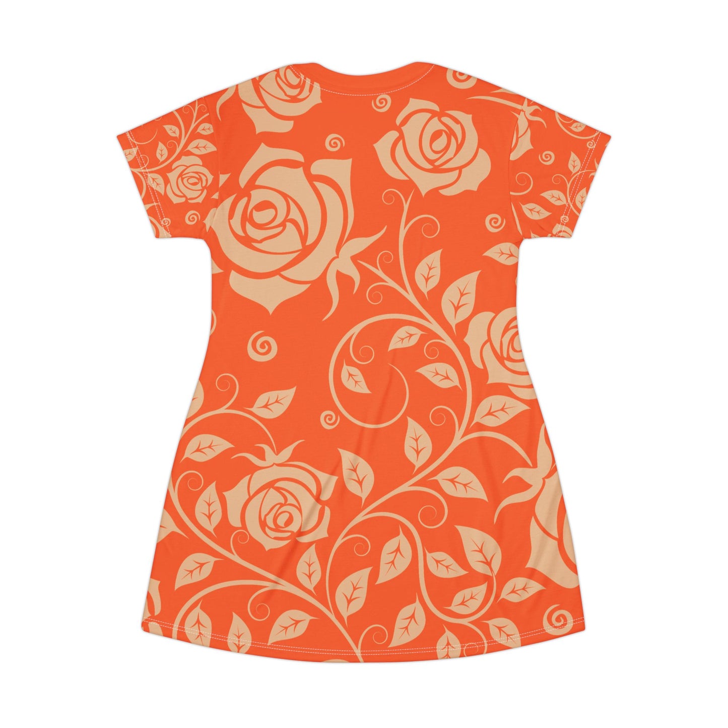 Oranger Damen Kleid Blumen T Shirt Style Sommer Boho Casual