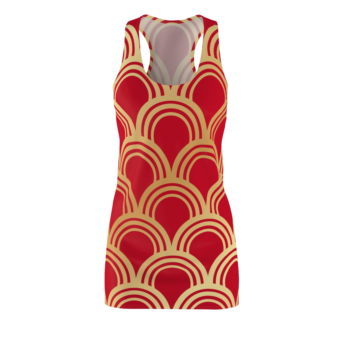 Luxury Racerback Dress mit Art Deco Bogen Muster red