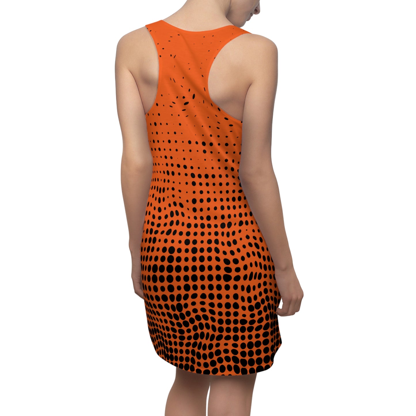 Punkte Gradient Racerback Kleid – Schwarz Orange Sommerkleid