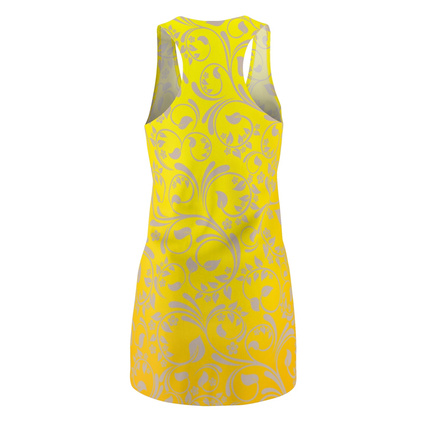 Gelbes Racerback Kleid mit floralem Muster & sanftem Farbverlauf