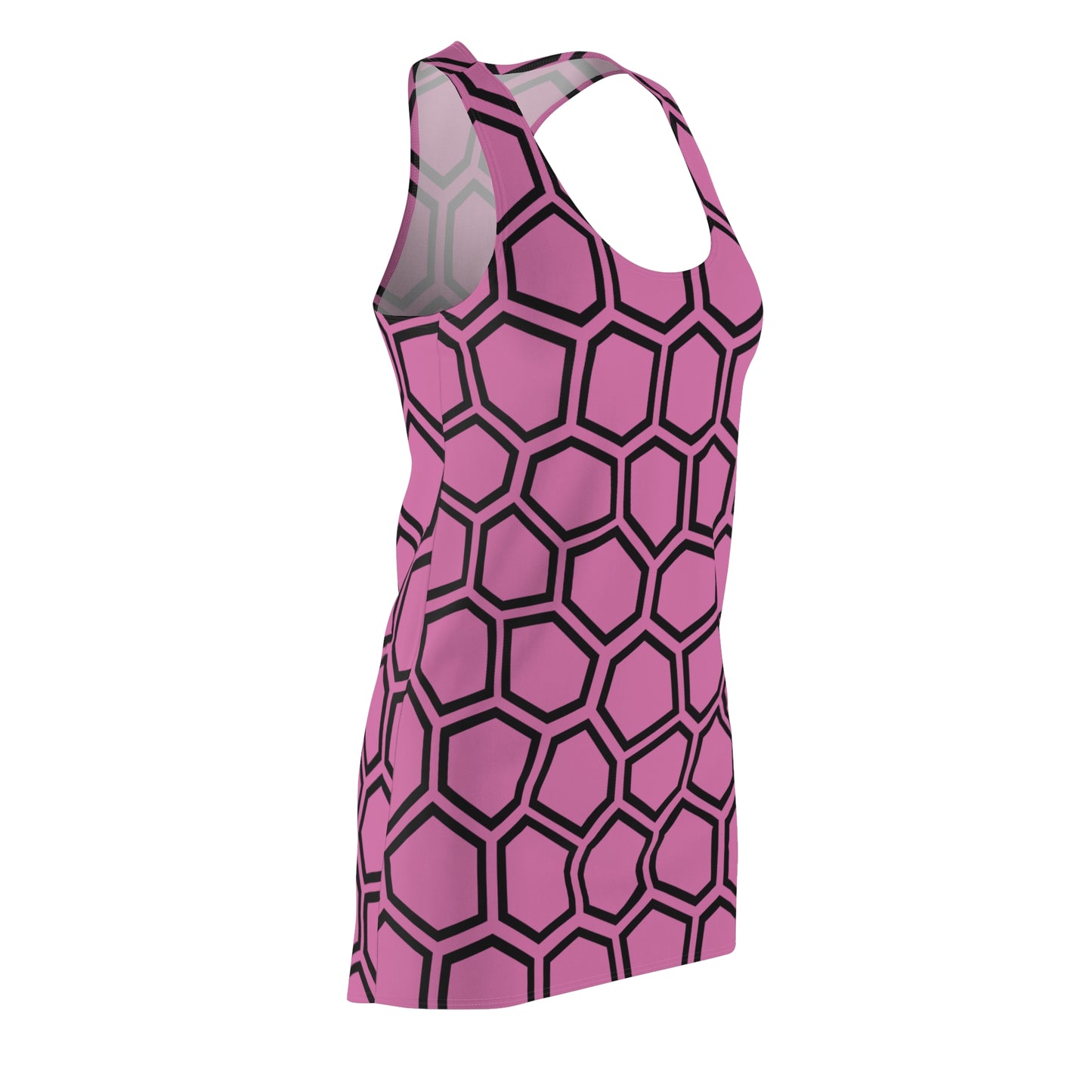 Racerback Kleid Schwarz Rosa Hexagon Muster Damen Sommer