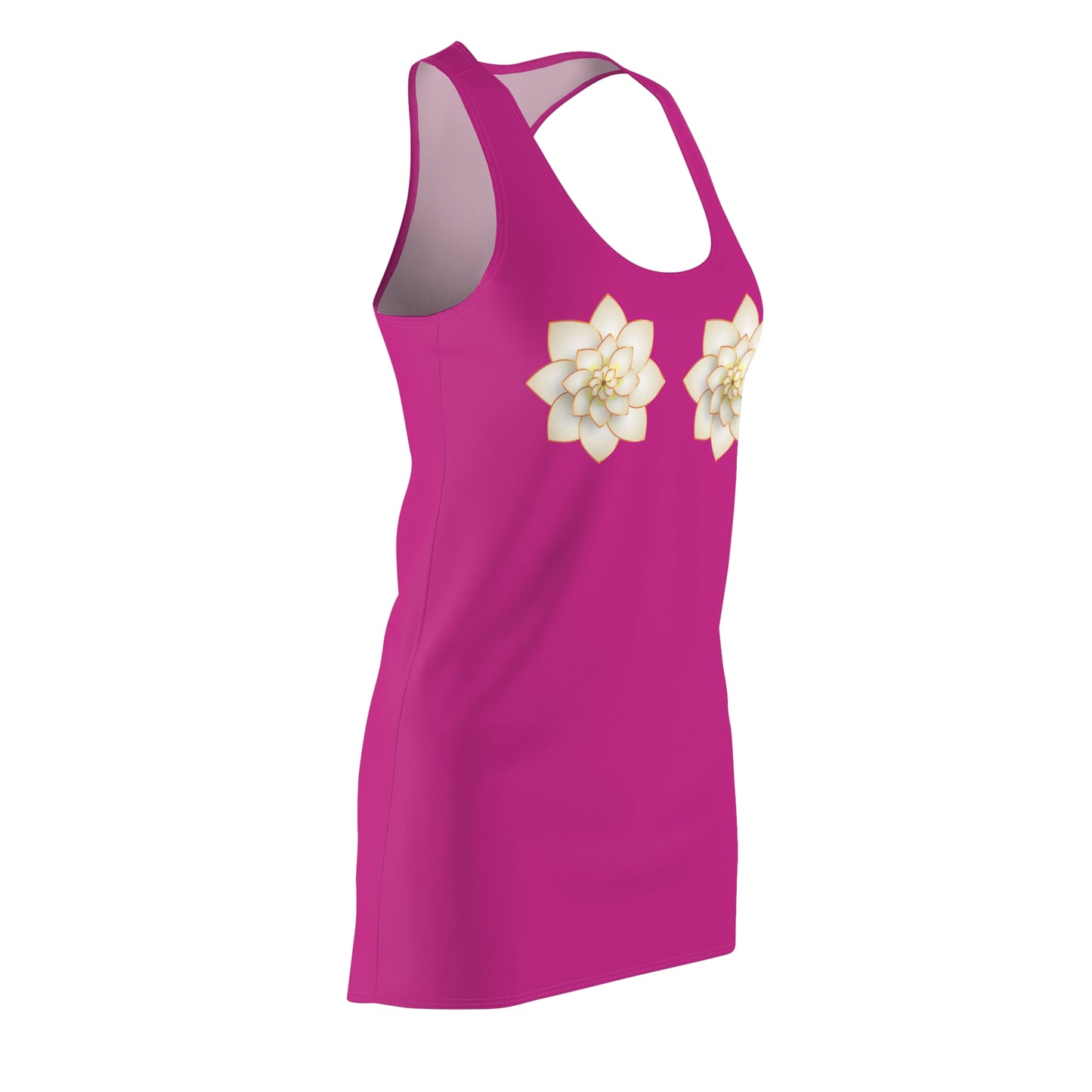 Pinkes Dunkelgrünes Damen Kleid Lotus Racerback Sommer Elegant Alltag Events