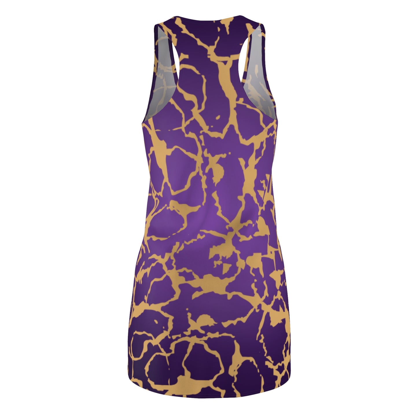 Racerback Kleid Violett Gold mit abstraktem Muster Farbverlauf