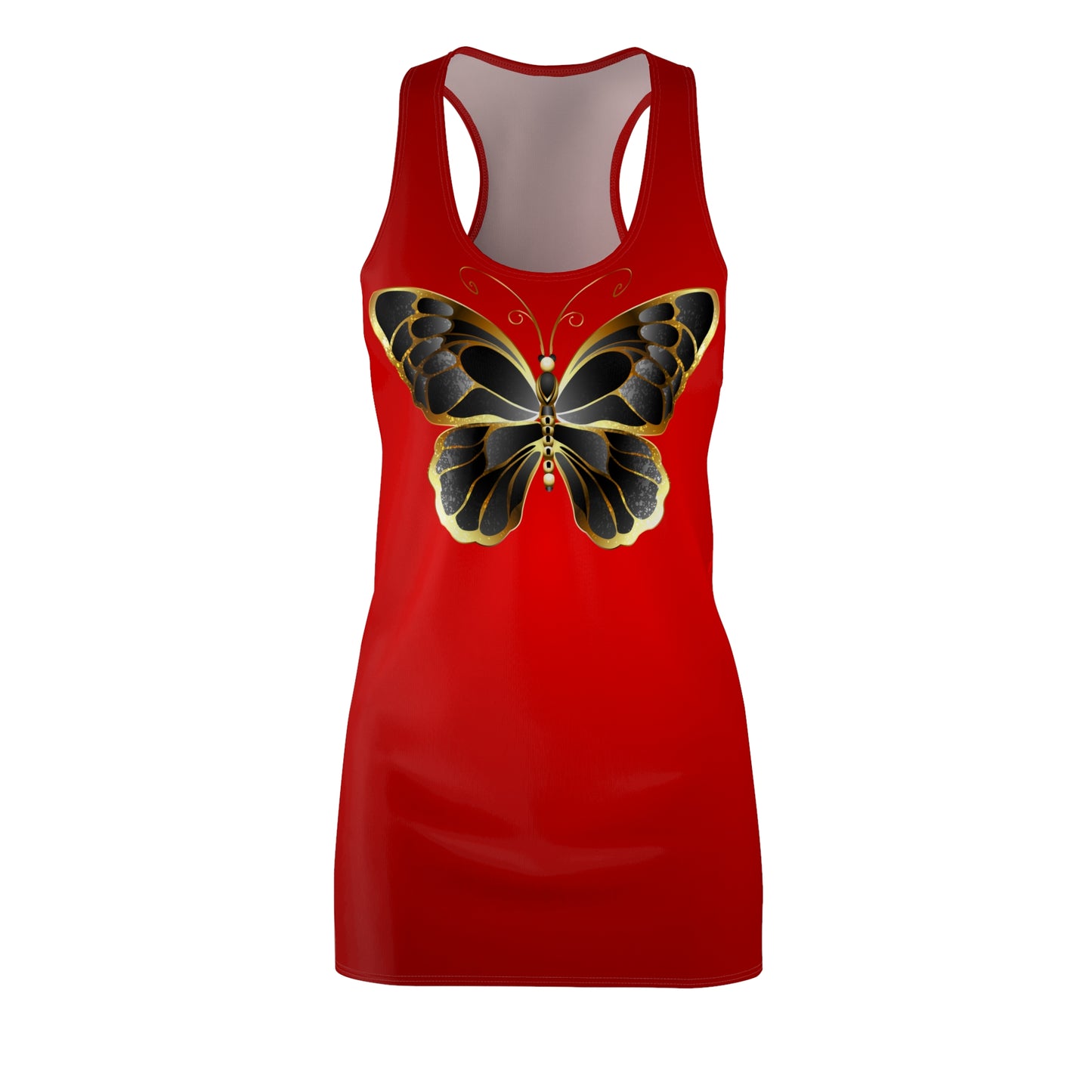 Damen Kleid Schmetterling Print Rot Racerback Sommer Strand