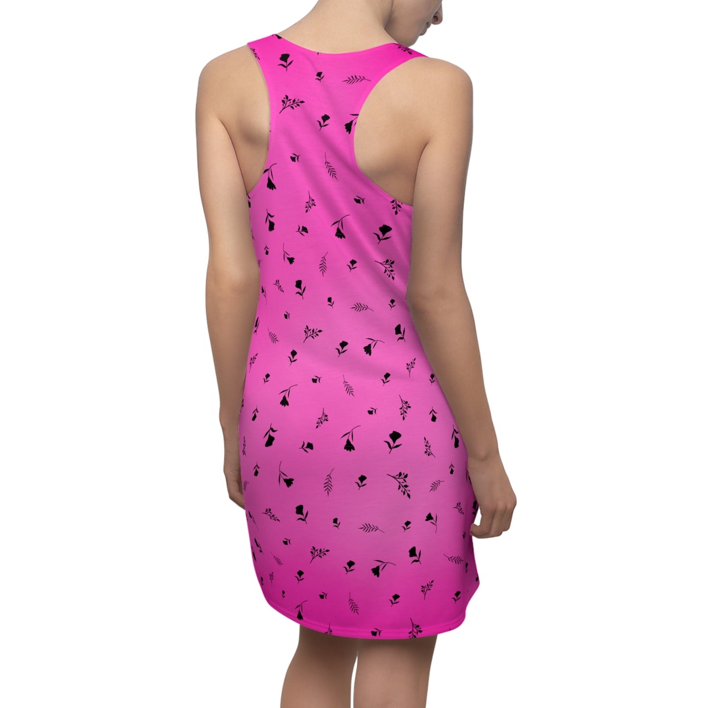 Racerback Kleid mit pinkem Farbverlauf und floralem Allover-Muster