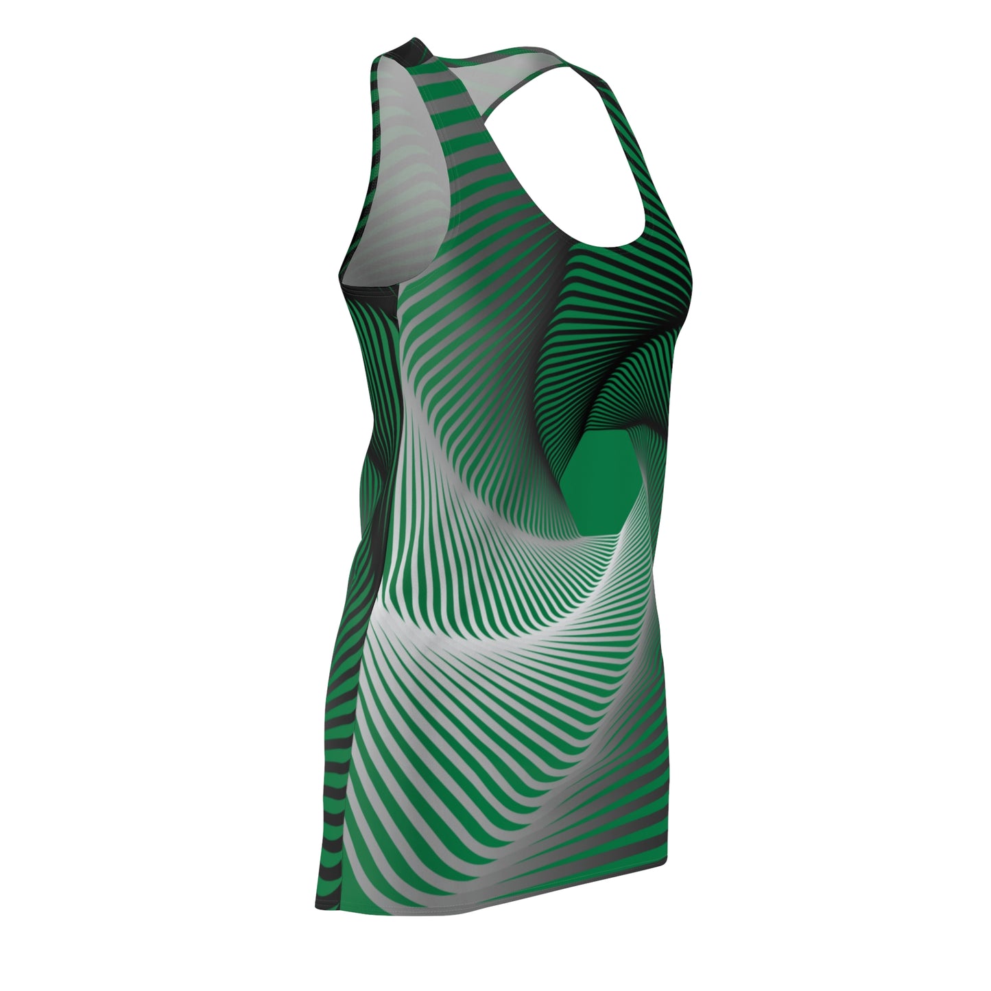 Schwarz Grün Spirale Racerback Kleid – Stilvolles Sommerkleid