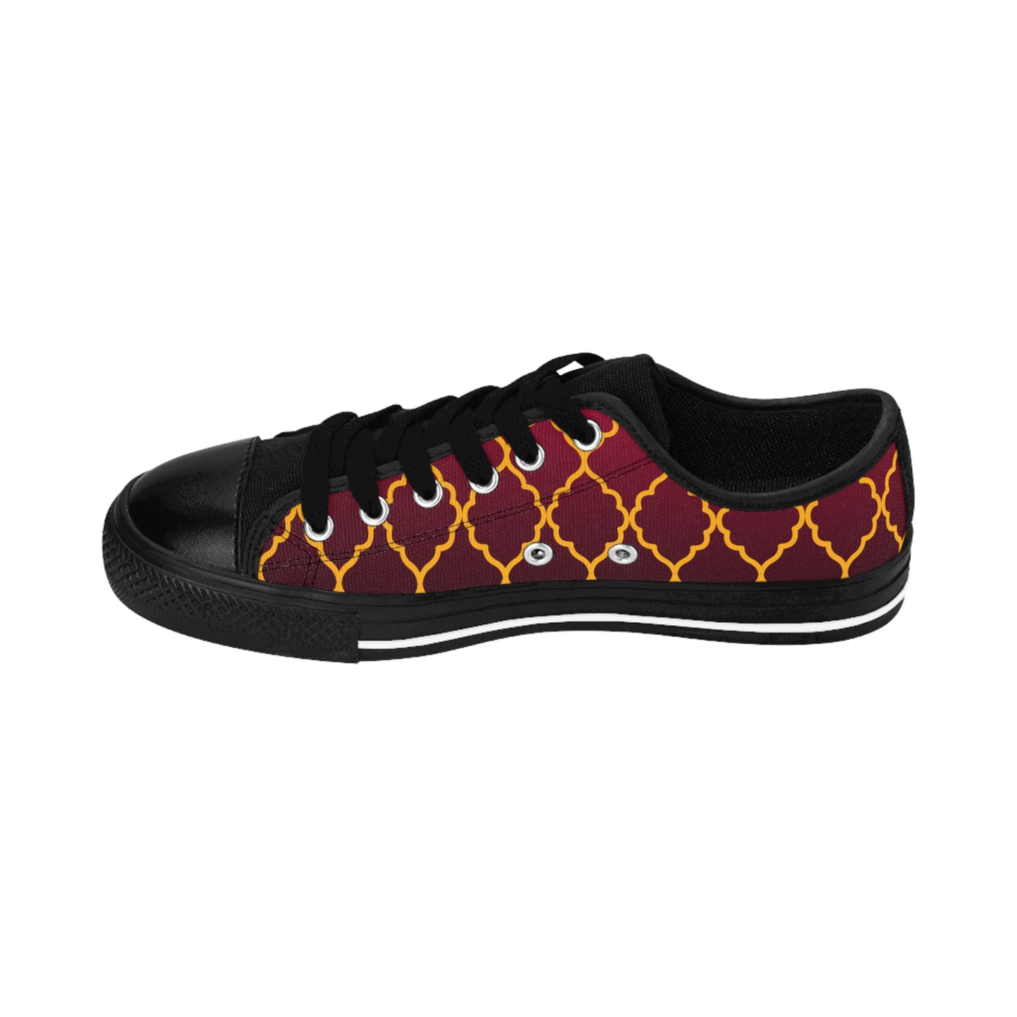 Damen Sneaker Bordeaux Gold Muster Canvas Freizeit Schuhe Low