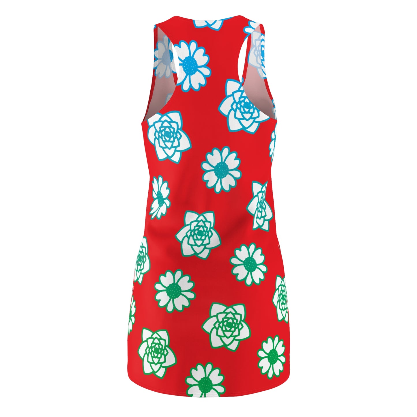 Racerback Kleid Rot mit grünem Blumenmuster Sommerlook