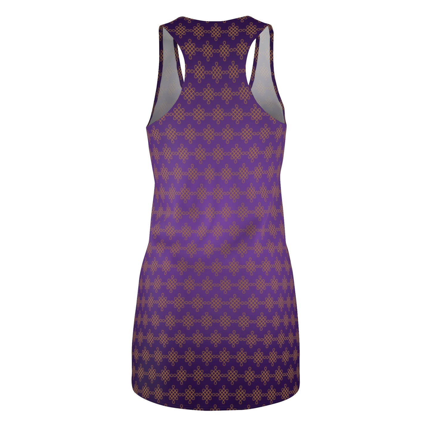 Violettes Damen Sommerkleid mit Farbverlauf und goldenem Muster
