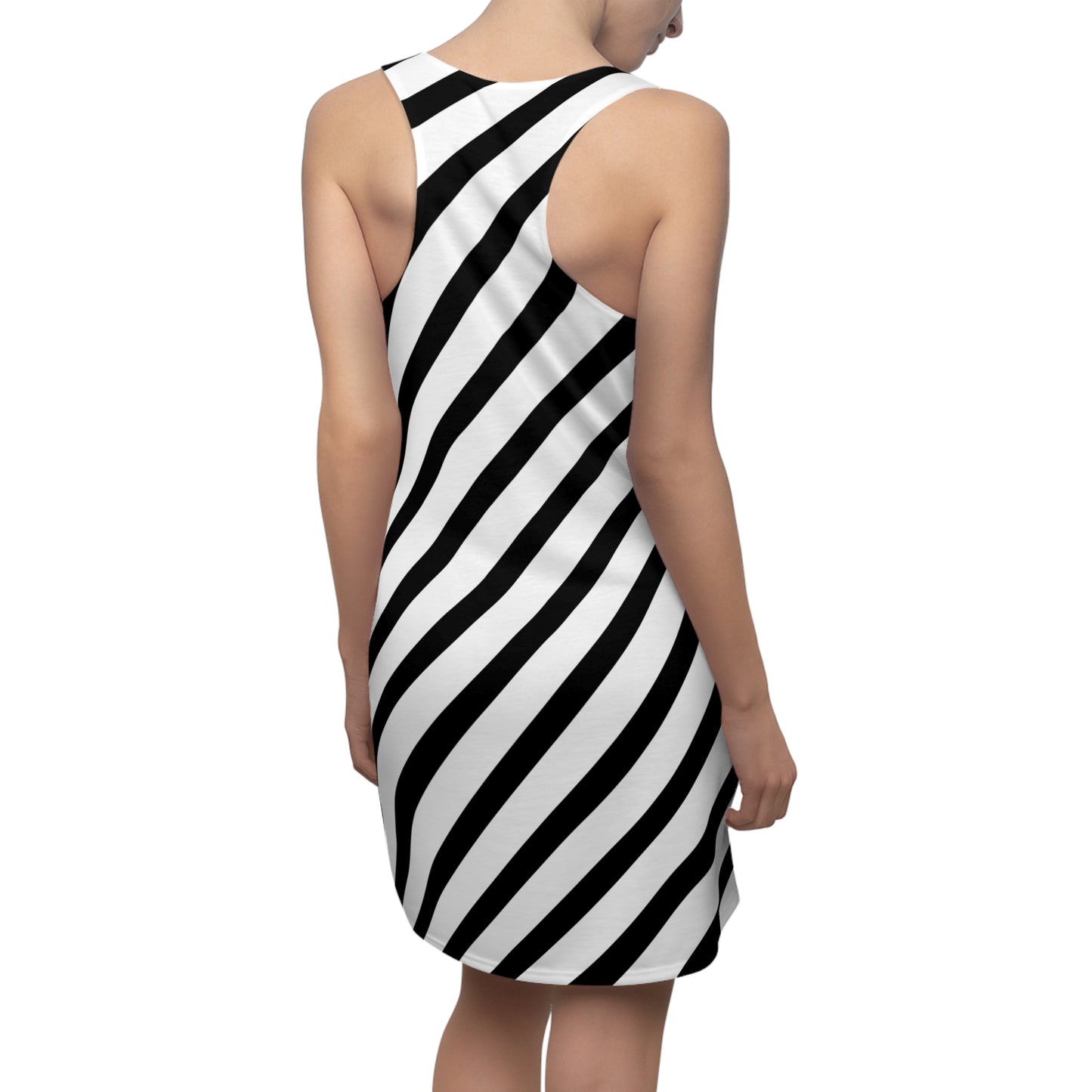 Streifen Racerback Kleid – Schwarz Weiß Sommerkleid