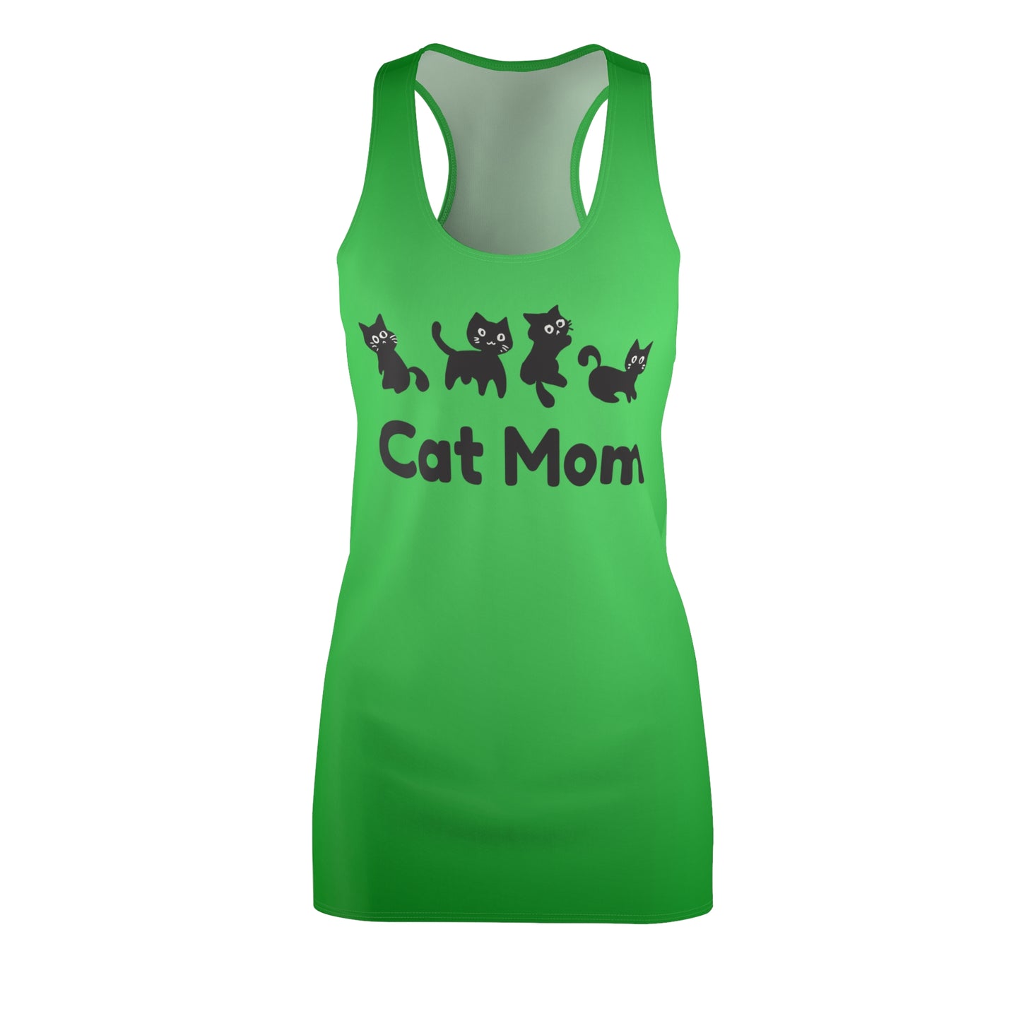 Grünes Racerback Kleid – Lässiges Sommerkleid mit Cat Mom Aufdruck