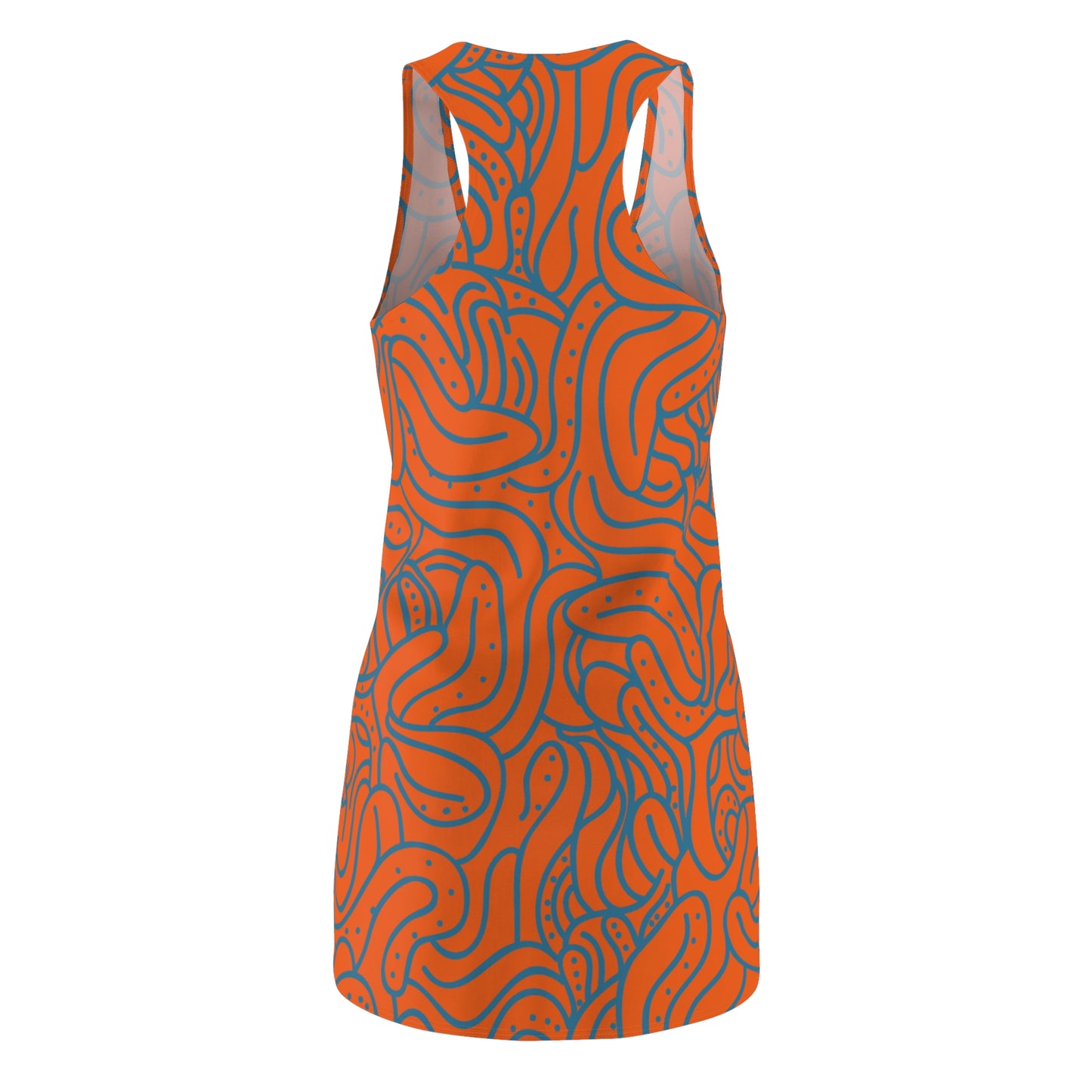 Racerback Kleid Blau Orange – Modernes Wellenmuster