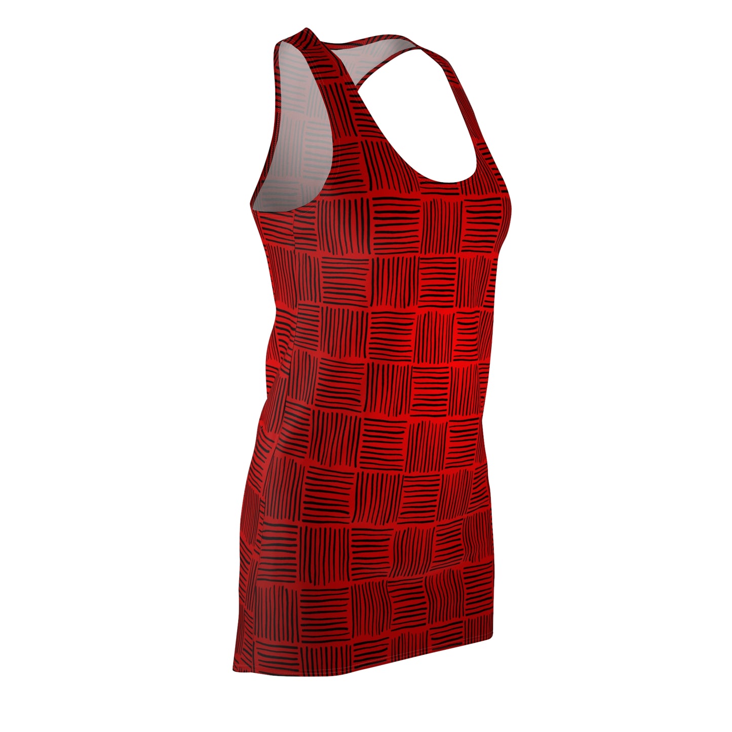 Racerback Damen Kleid Rot Modernes Muster Ärmellos Sommerlook