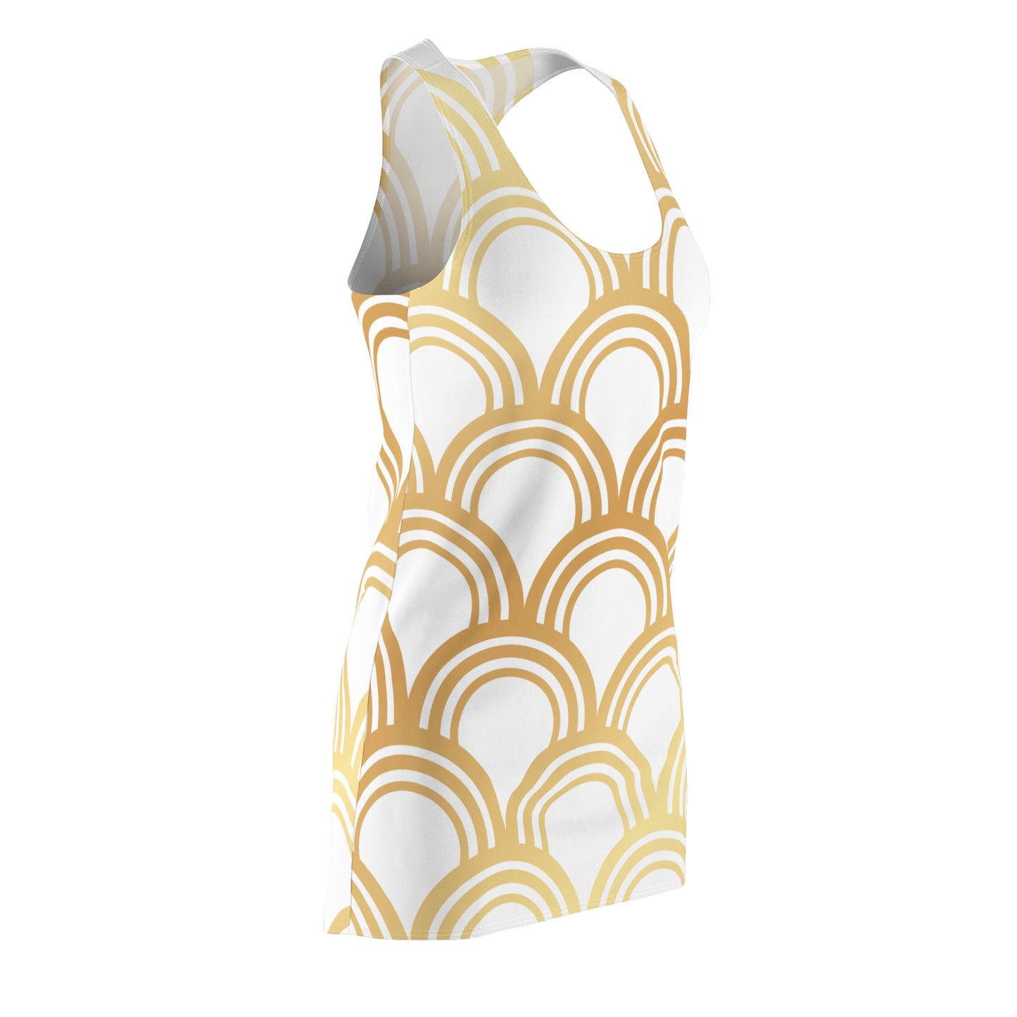 Luxury Racerback Dress mit Art Deco Bogen Muster white