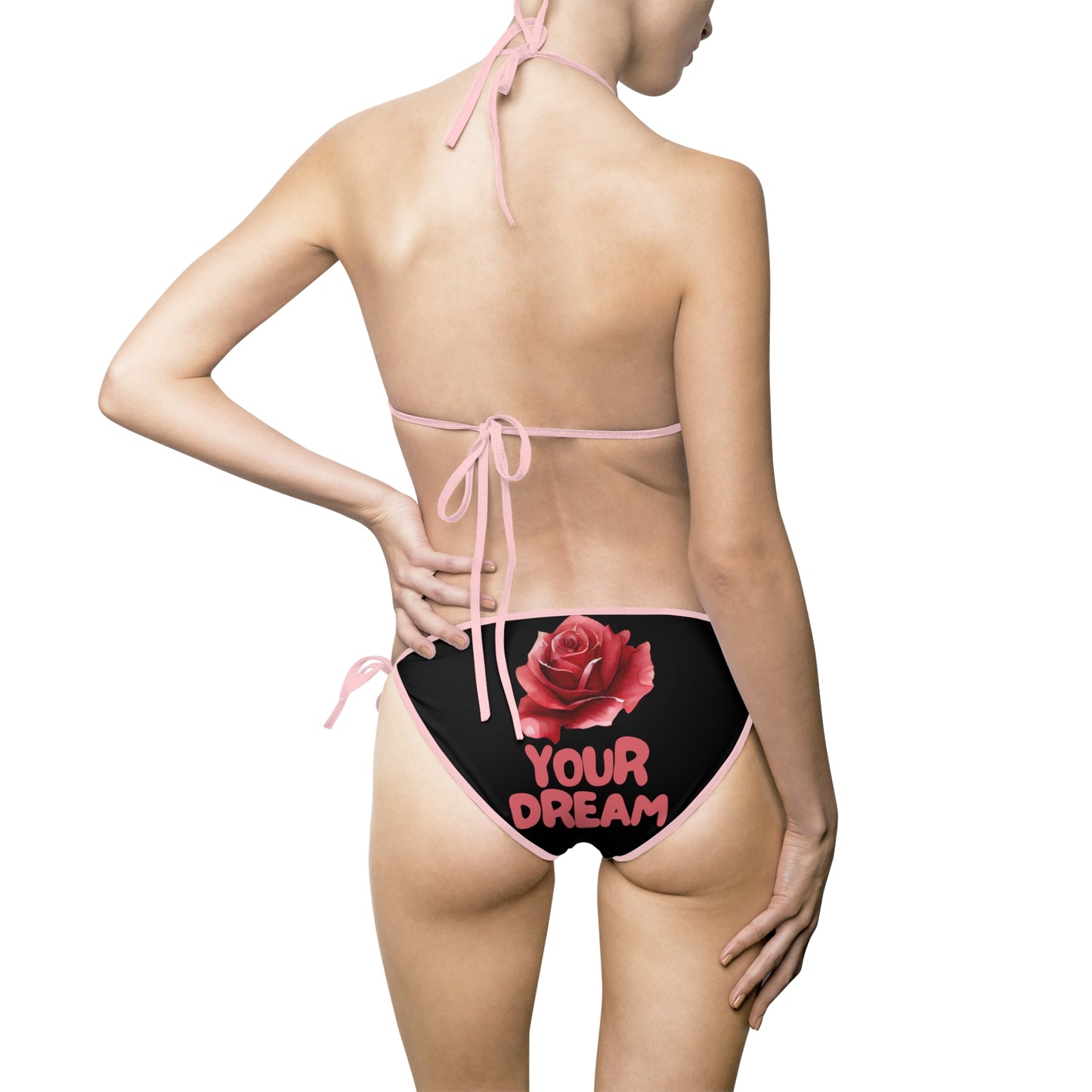 Damen Bikini YOUR DREAM Rosenmotiv Sommermode Strand schwarz