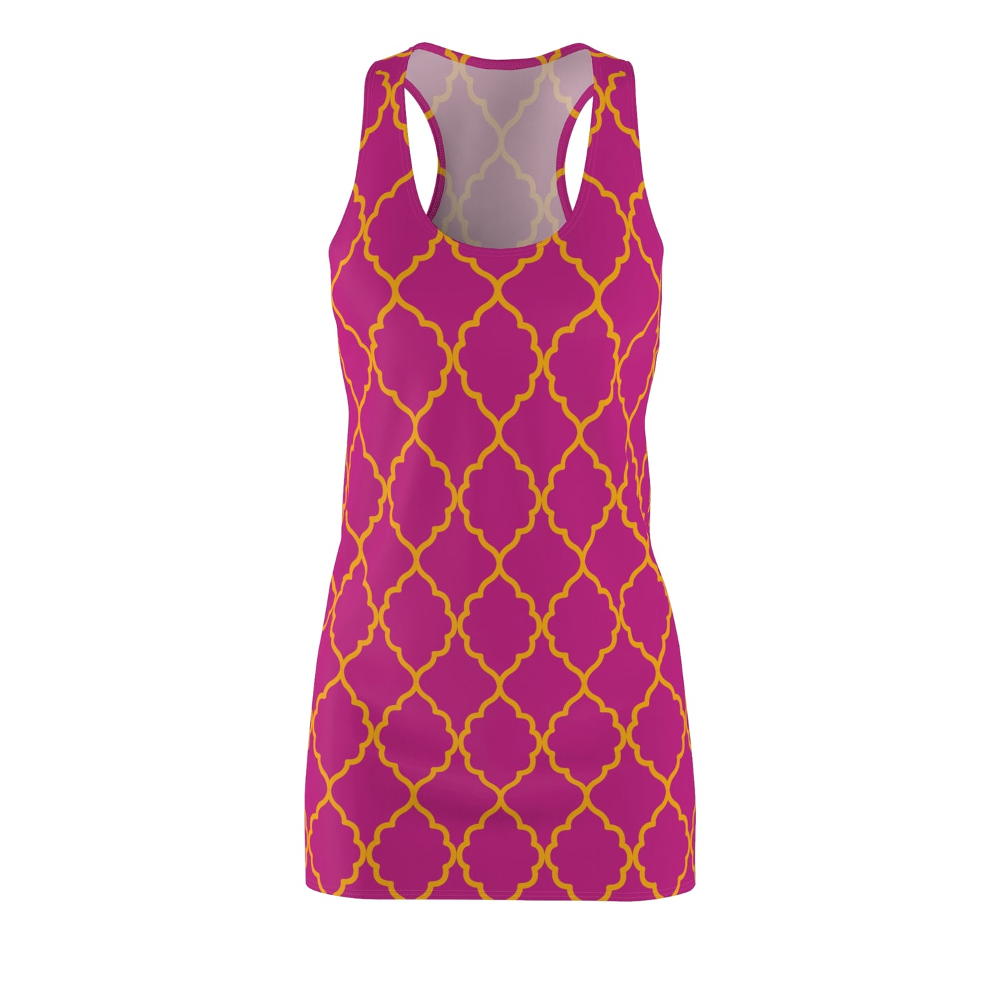 Pinkes Racerback Kleid mit goldenem Ornamentmuster