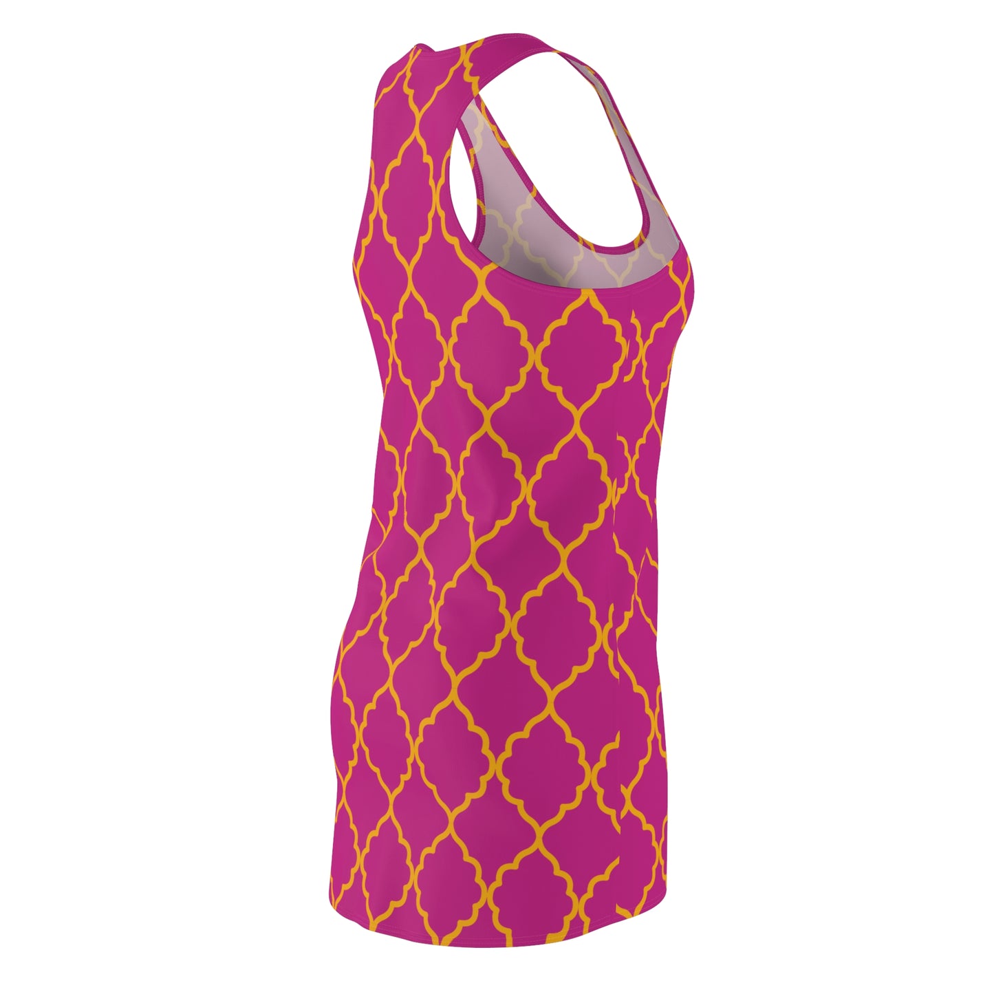 Pinkes Racerback Kleid mit goldenem Ornamentmuster