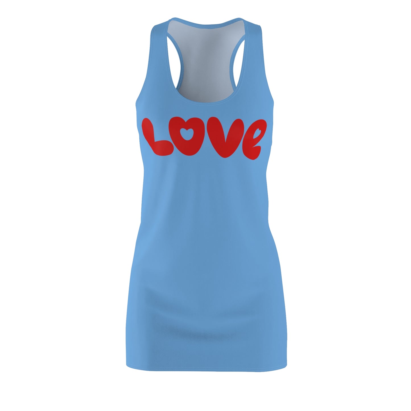 Love Racerback Kleid – Blau Rot Schriftzug Kleid