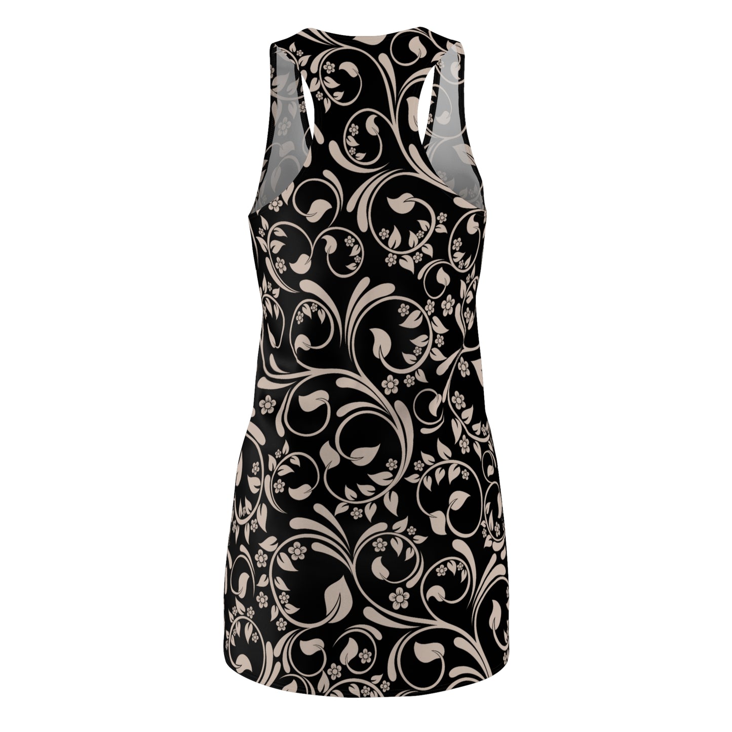 Schwarzes Racerback Kleid mit floralem Muster