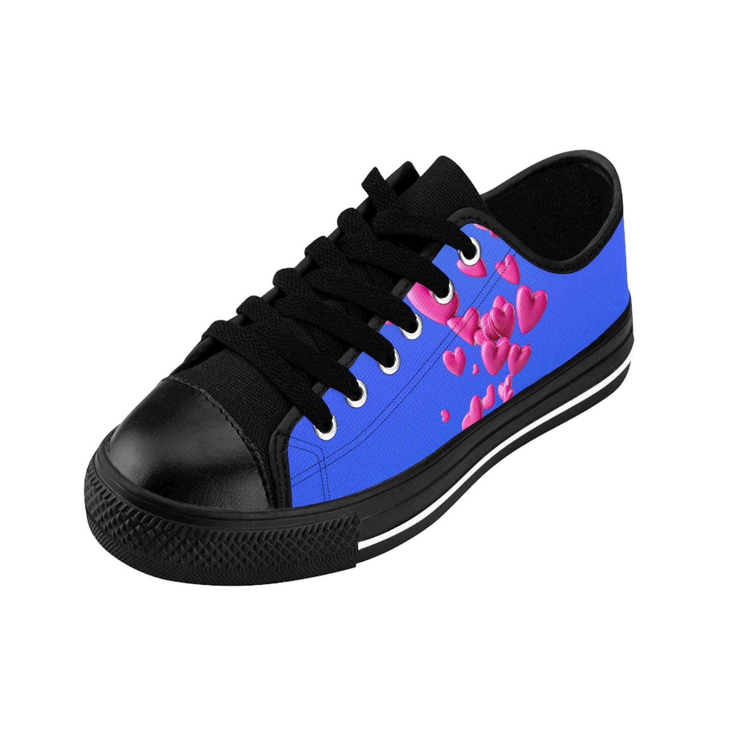 Blue Heart Canvas Sneakers Women Casual Lace-Up Shoes