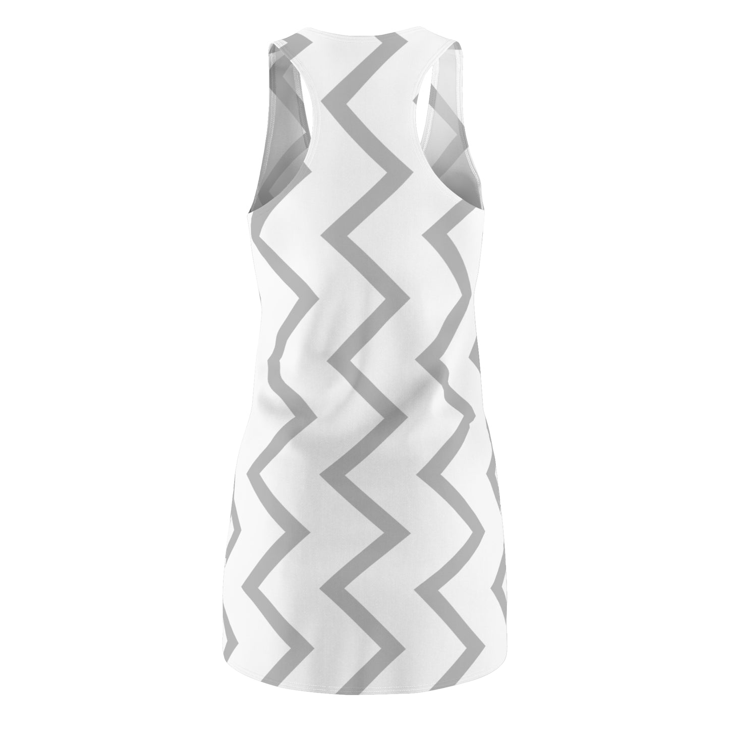 Zickzack Racerback Kleid – Grau Weiß Sommer Damenmode