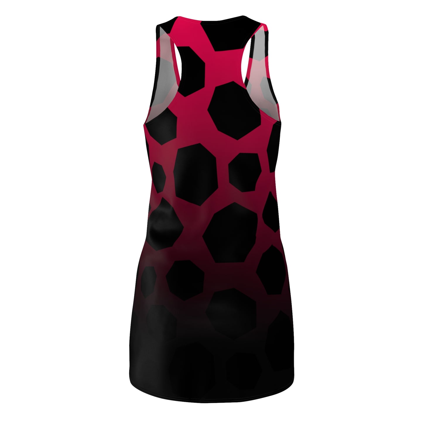 Rotes Racerback Kleid mit schwarzen Polygon-Muster – Modern