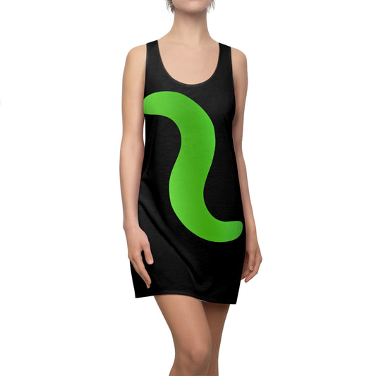 Schwarz Grün Abstrakt Racerback Kleid – Stylishes Sommerkleid